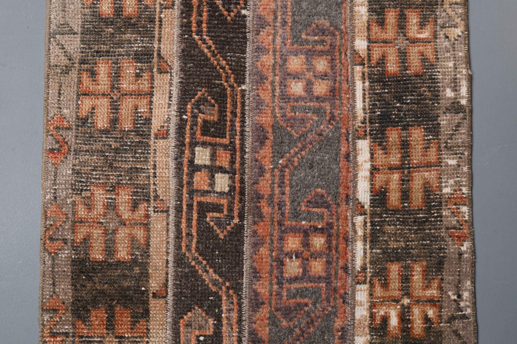 58x300 cm vintage patchwork Anatolian runner rug – Hippophaessa, low pile, wool