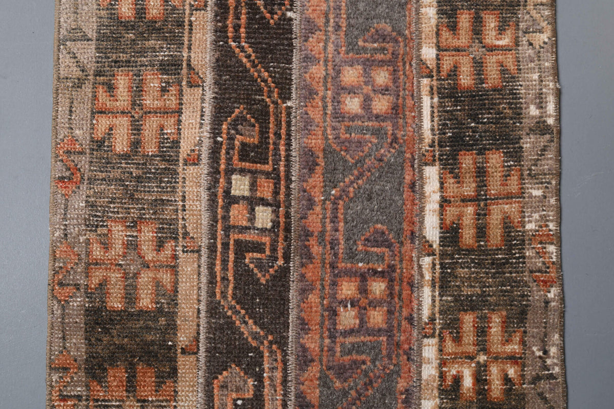 58x300 cm vintage patchwork Anatolian runner rug – Hippophaessa, low pile, wool