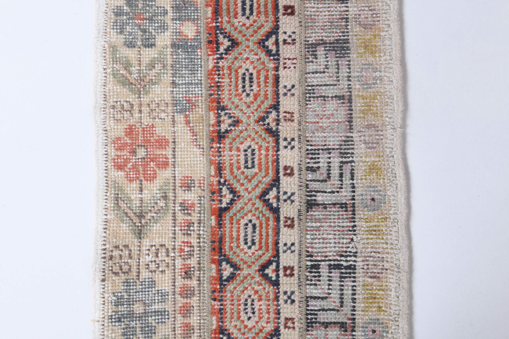 One-of-a-kind 1970s Anatolian vintage patchwork area rug in wool, 1'6" x 3'8"
