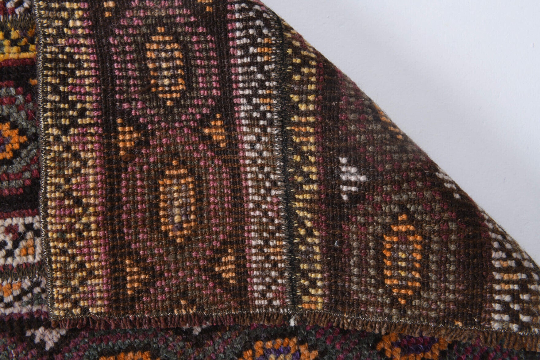 49x75 cm vintage patchwork Anatolian area rug – Reyhandeniz, low pile, wool