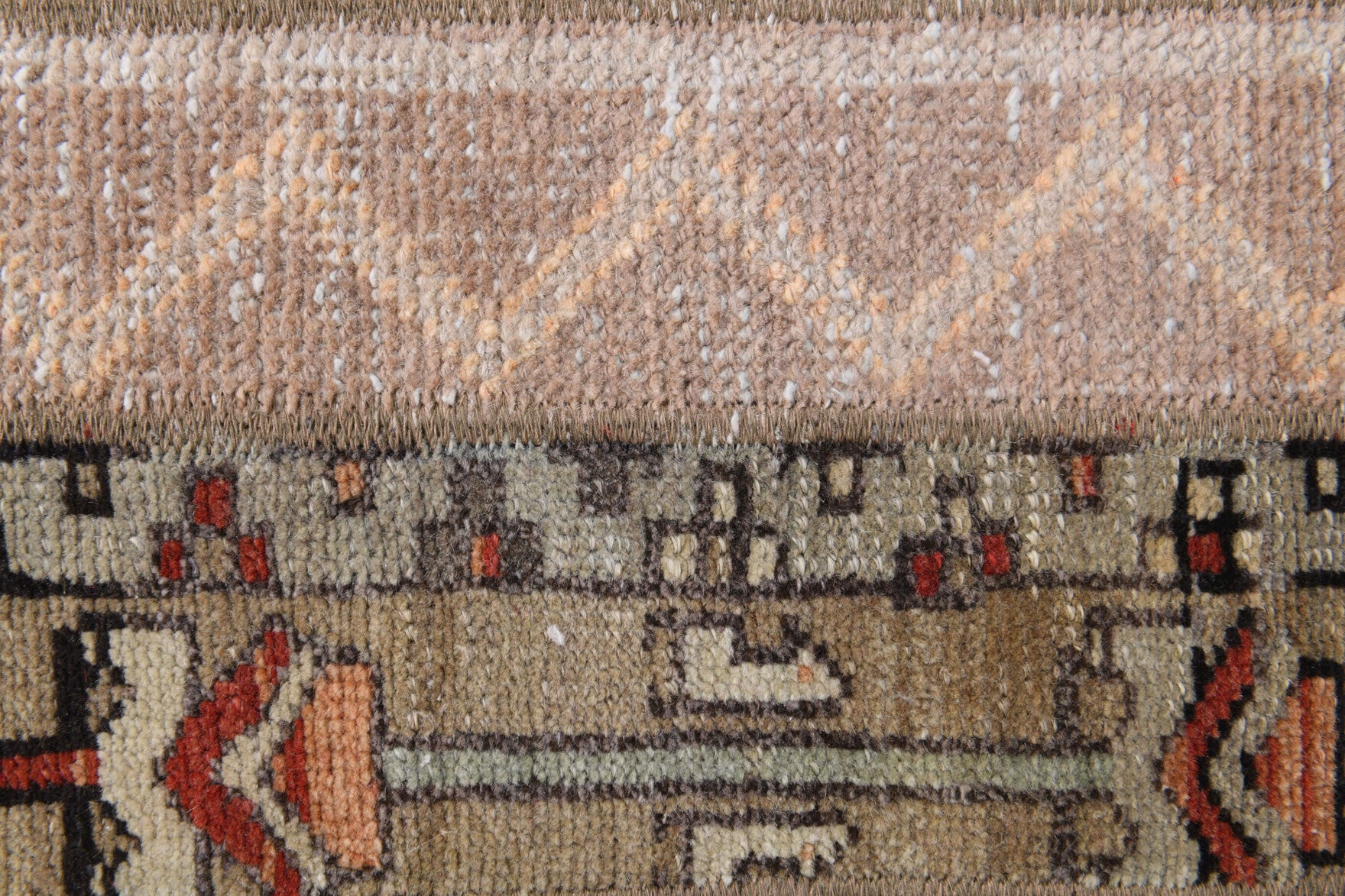 Reyhanban runner: 1970s handmade Anatolian runner with oriental motifs and fabric backing