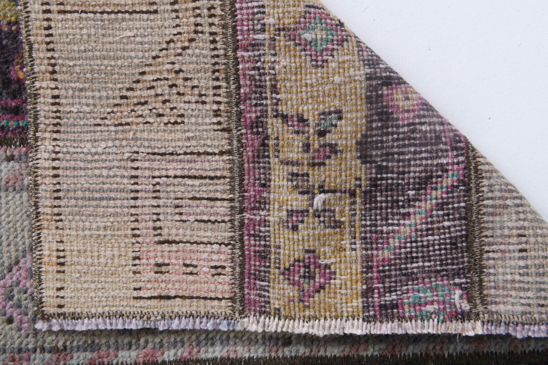 Authentic Anatolian vintage patchwork runner rug (1970s) with ikat design – one-of-a-kind at Fame Rugs