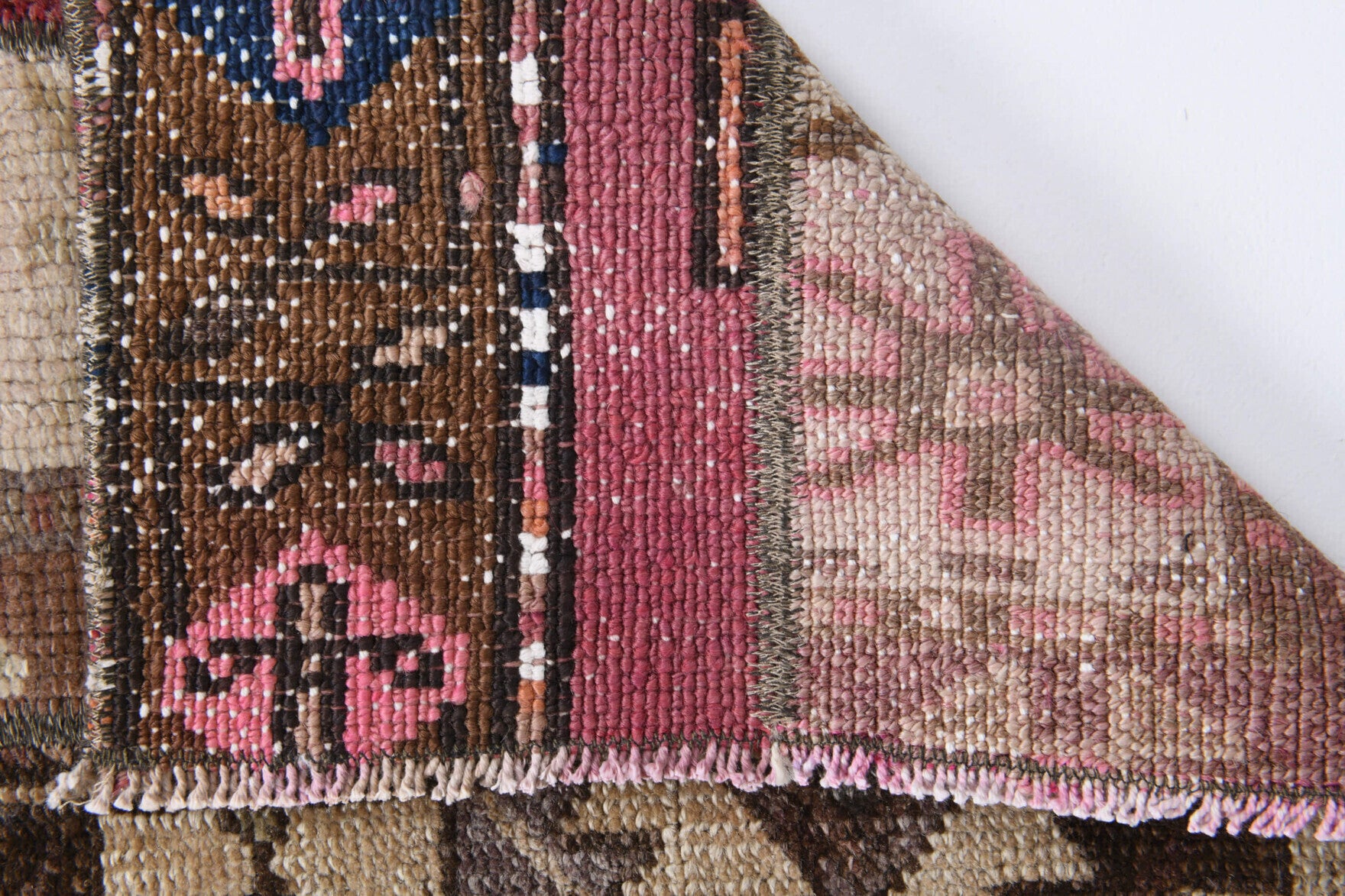 50x83 cm vintage patchwork Anatolian rug mat – Porphyrochoria, low pile, wool