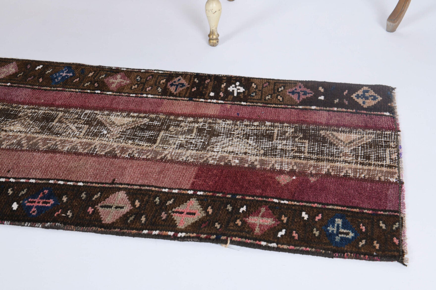 One-of-a-kind 1970s Anatolian vintage patchwork runner rug in wool, 1'10" x 6'2"
