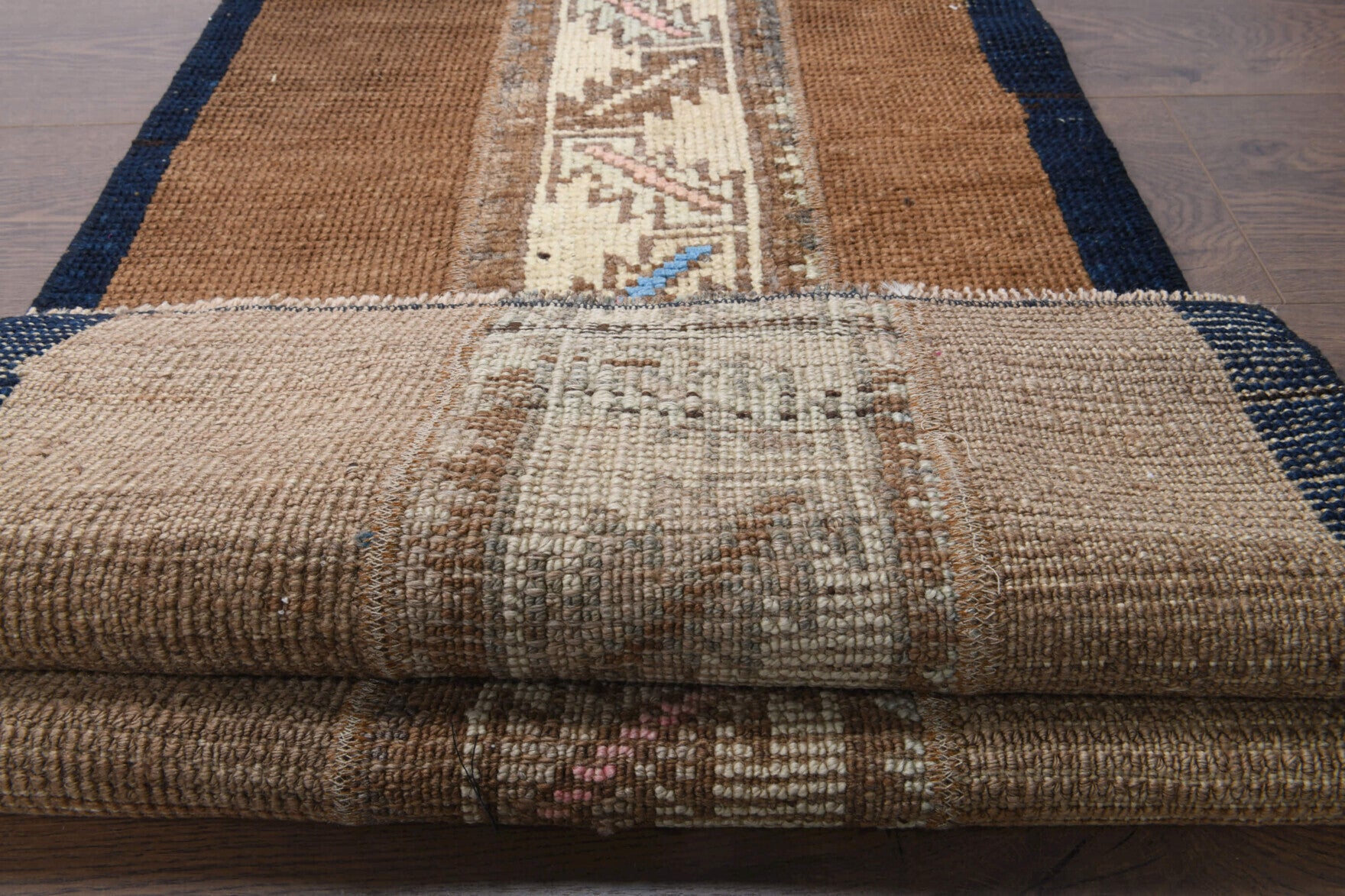 56x242 cm vintage patchwork Anatolian runner rug – Miletus, low pile, wool