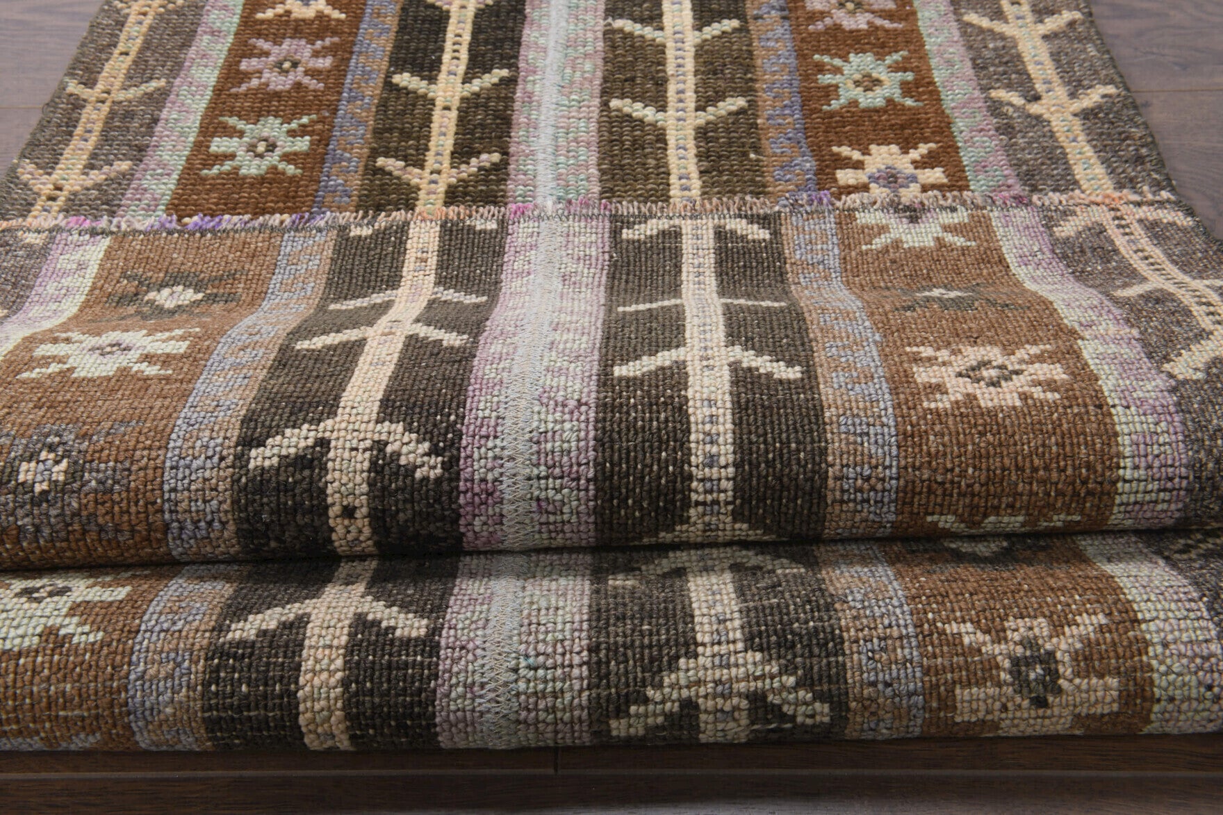 58x217 cm vintage patchwork Anatolian runner rug – Mihrsultan, low pile, wool