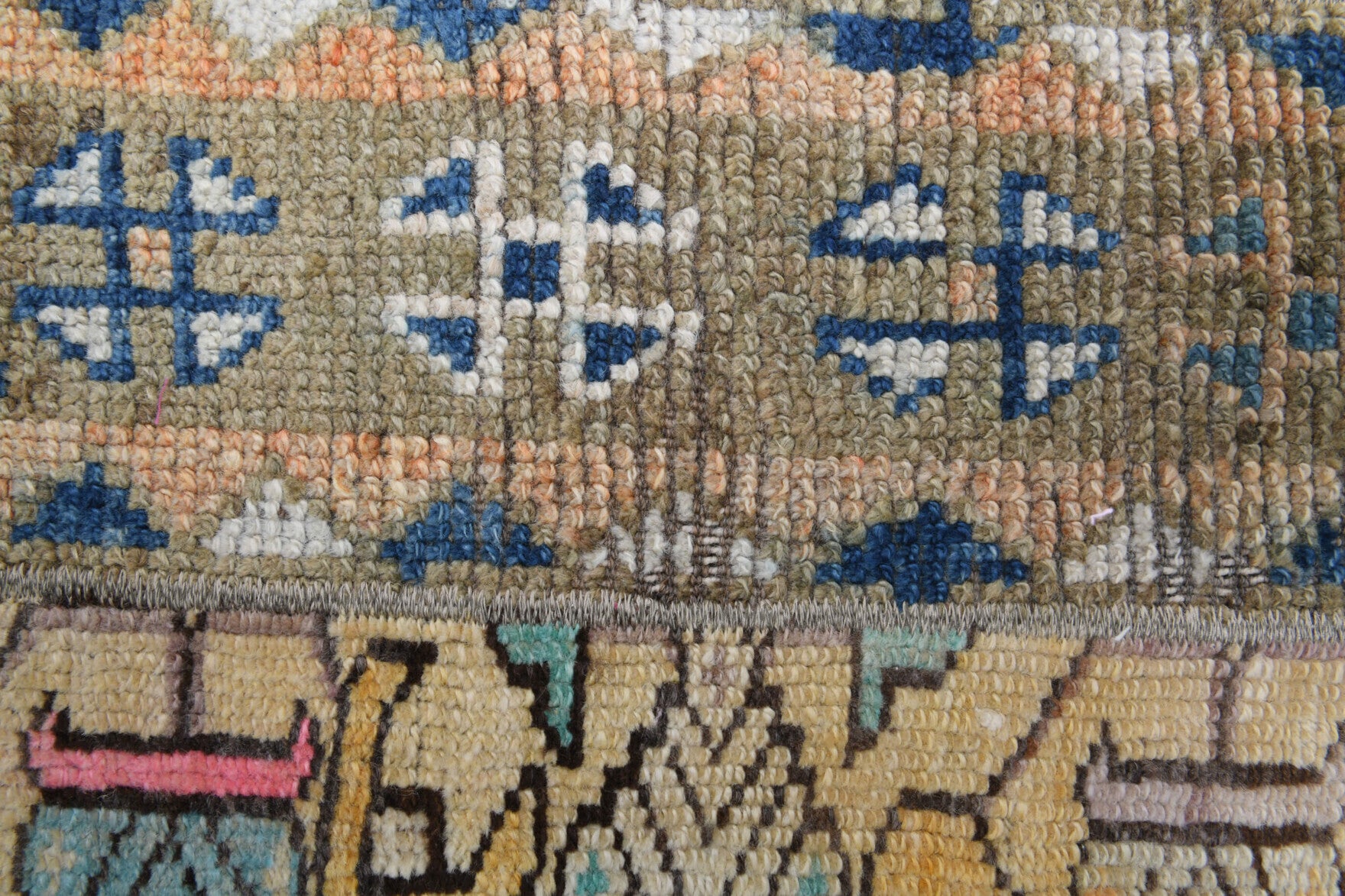 One-of-a-kind 1970s Anatolian vintage patchwork runner rug in wool, 2'5" x 6'6"