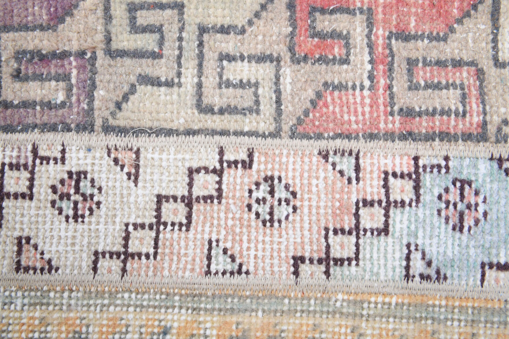One-of-a-kind 1970s Anatolian vintage patchwork runner rug in wool, 2'1" x 6'8"