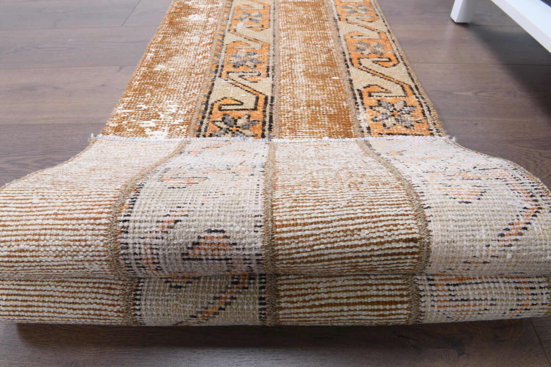 55x196 cm vintage patchwork Anatolian runner rug – Melislale, low pile, wool