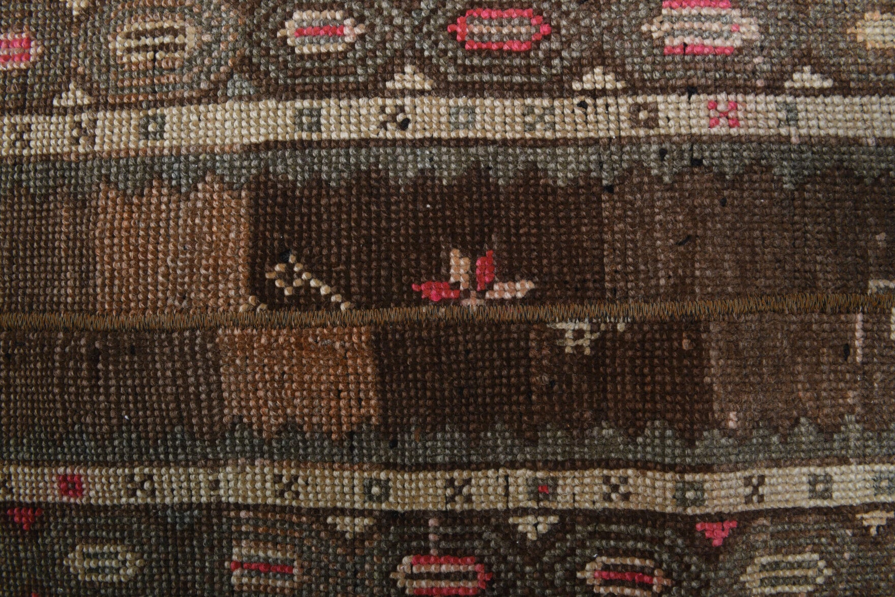 One-of-a-kind 1970s Anatolian vintage patchwork runner rug in wool, 1'5" x 6'4"