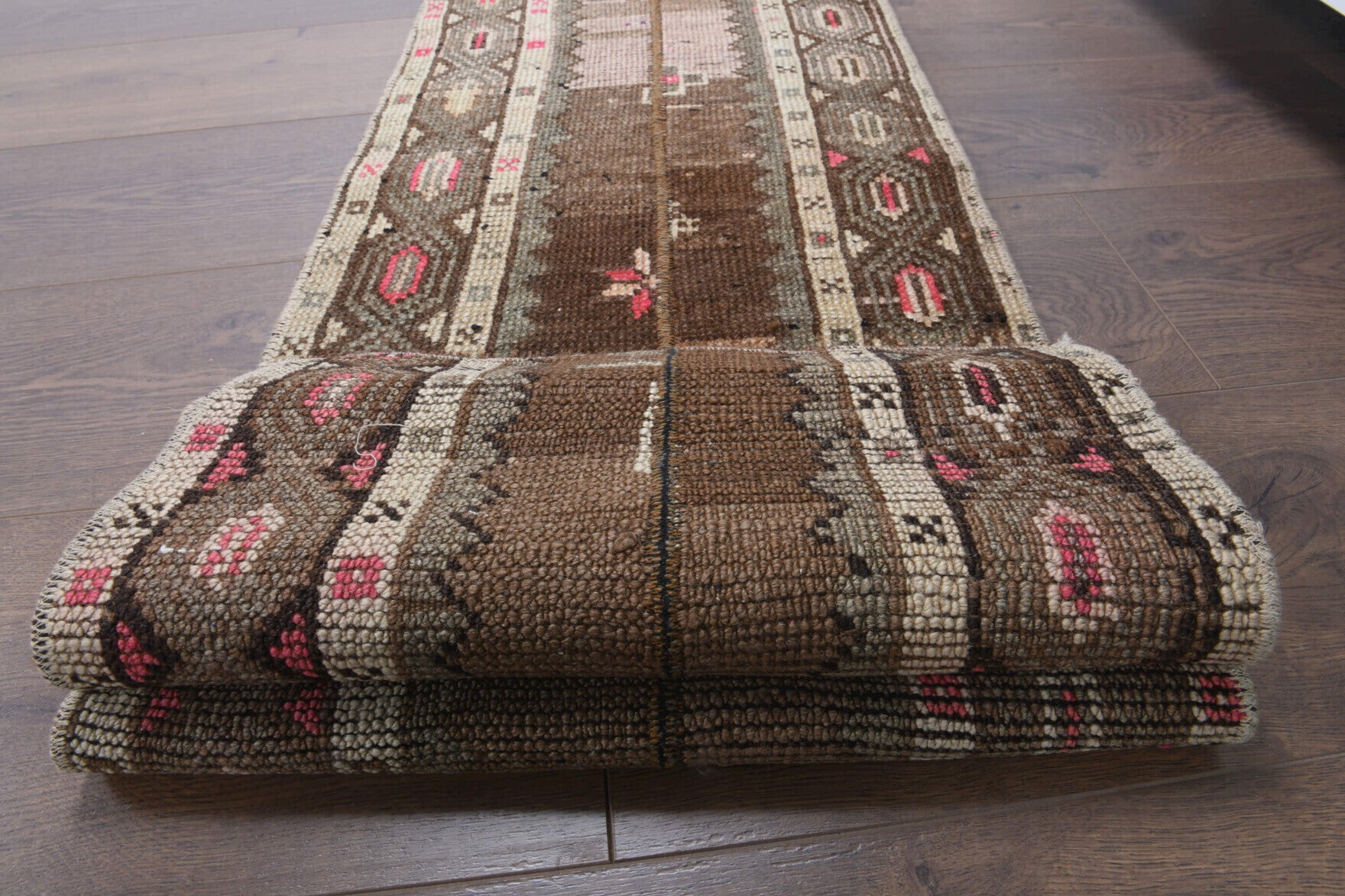 44x193 cm vintage patchwork Anatolian runner rug – Mahparenur, low pile, wool
