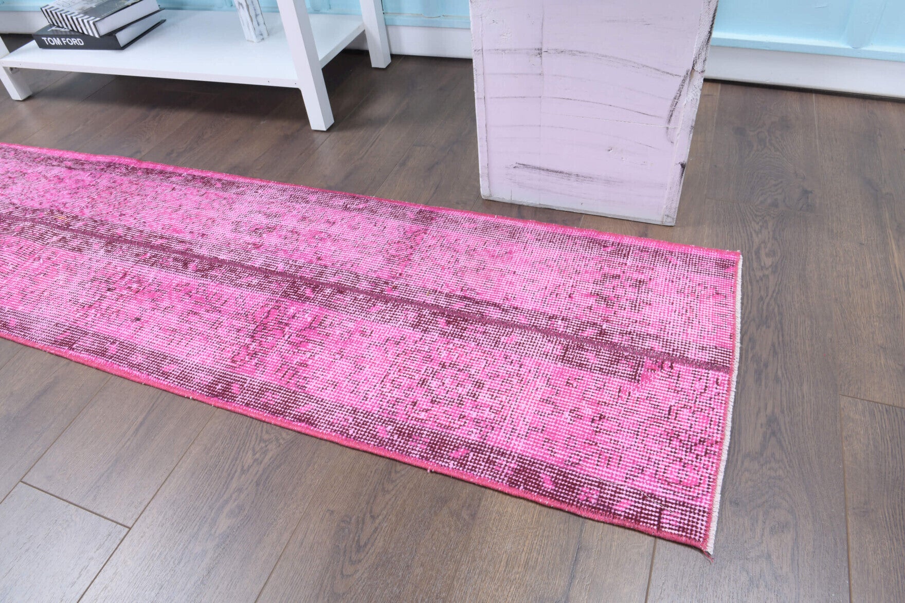 Mahnurnaz runner: 1970s handmade Anatolian runner with patchwork motifs and fabric backing