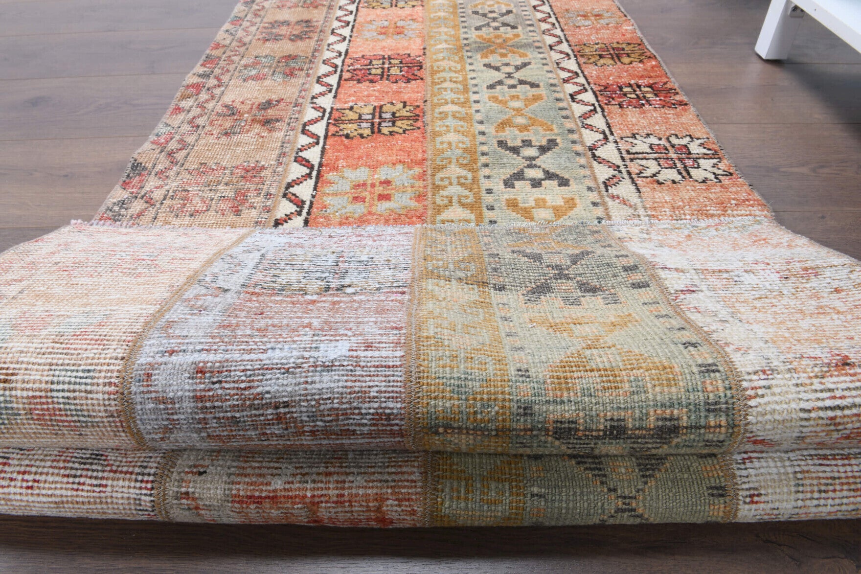 74x220 cm vintage patchwork Anatolian runner rug – Lysinia, low pile, wool