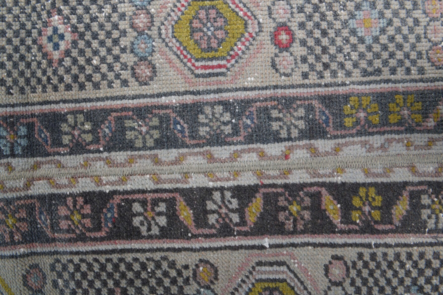 One-of-a-kind 1970s Anatolian vintage patchwork runner rug in wool, 1'8" x 6'11"