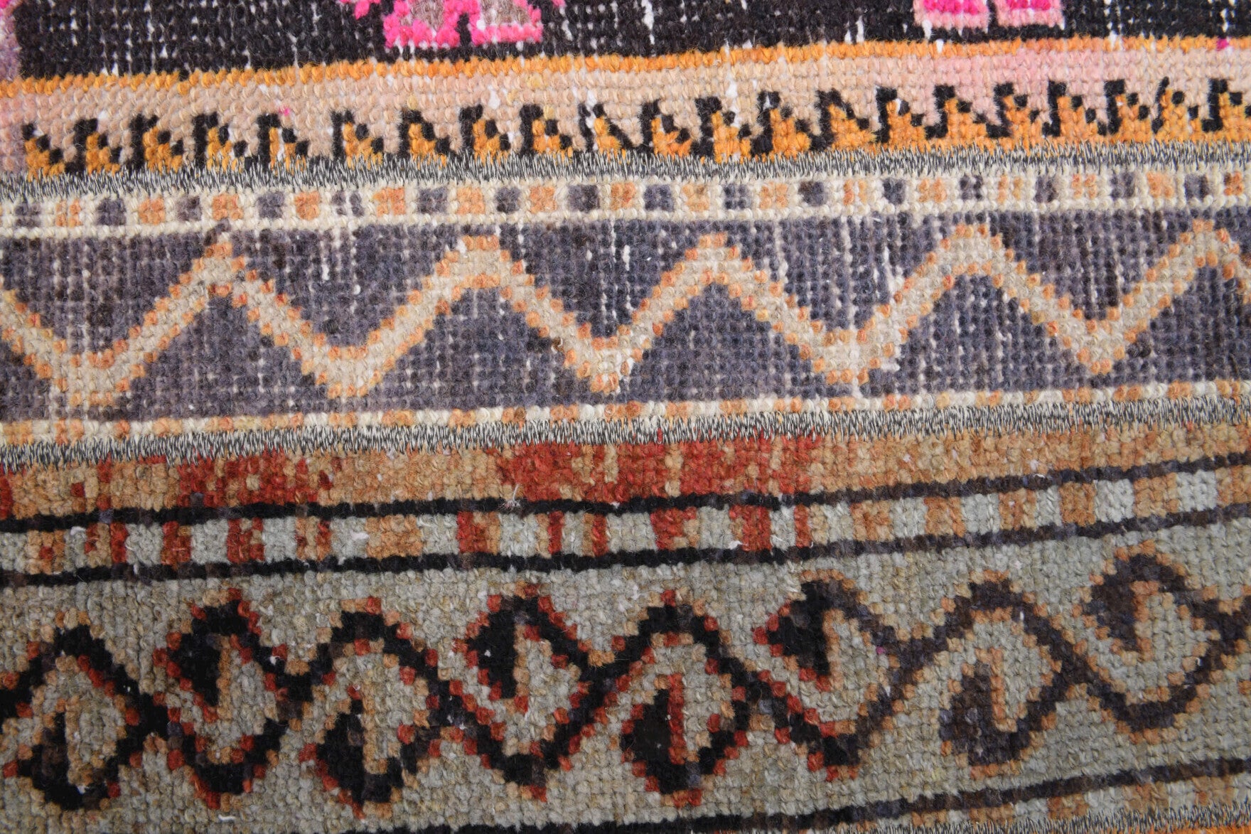One-of-a-kind 1970s Anatolian vintage patchwork runner rug in wool, 2'4" x 10'