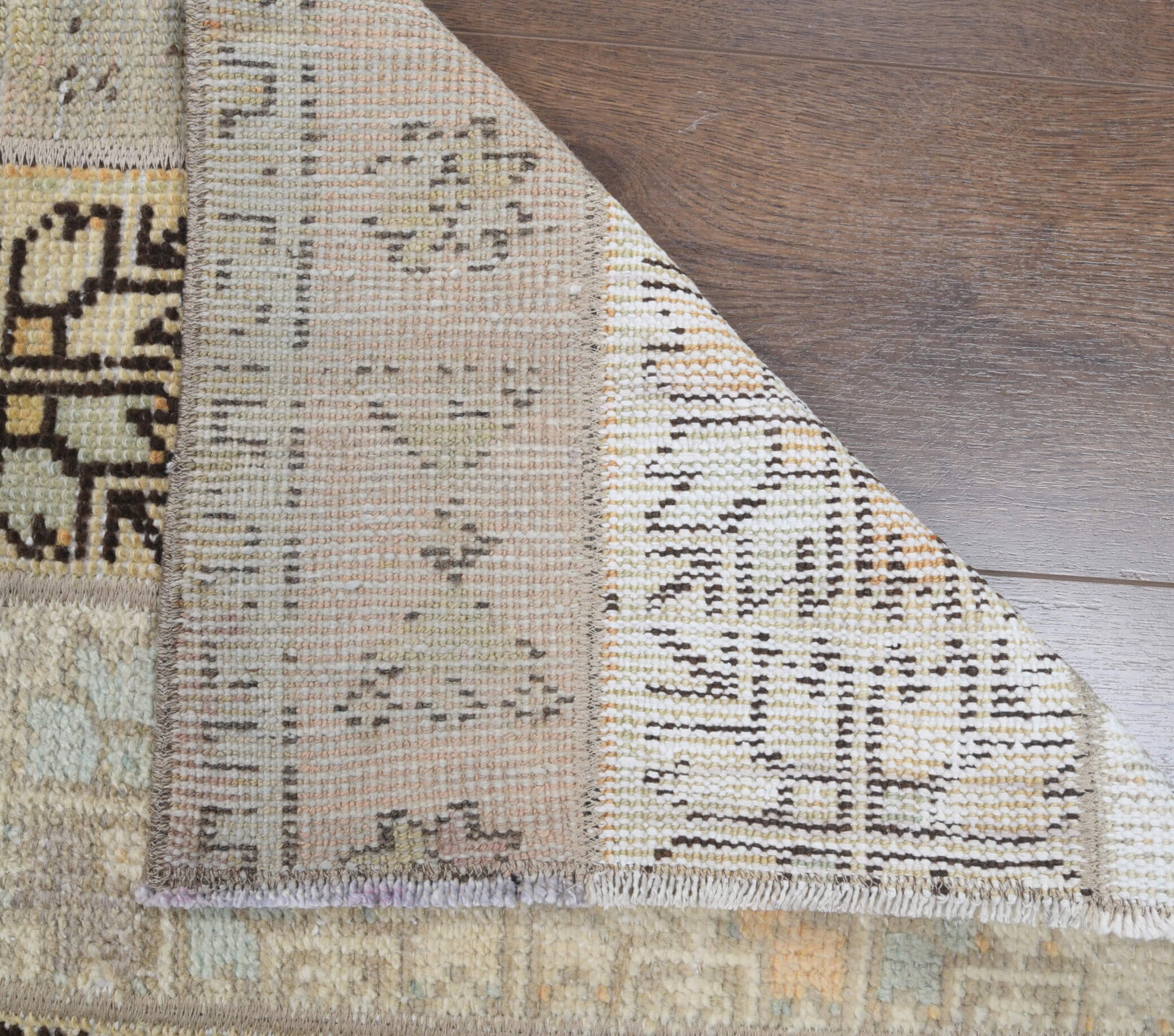 One-of-a-kind 1970s Anatolian vintage patchwork runner rug in wool, 2' x 6'6"