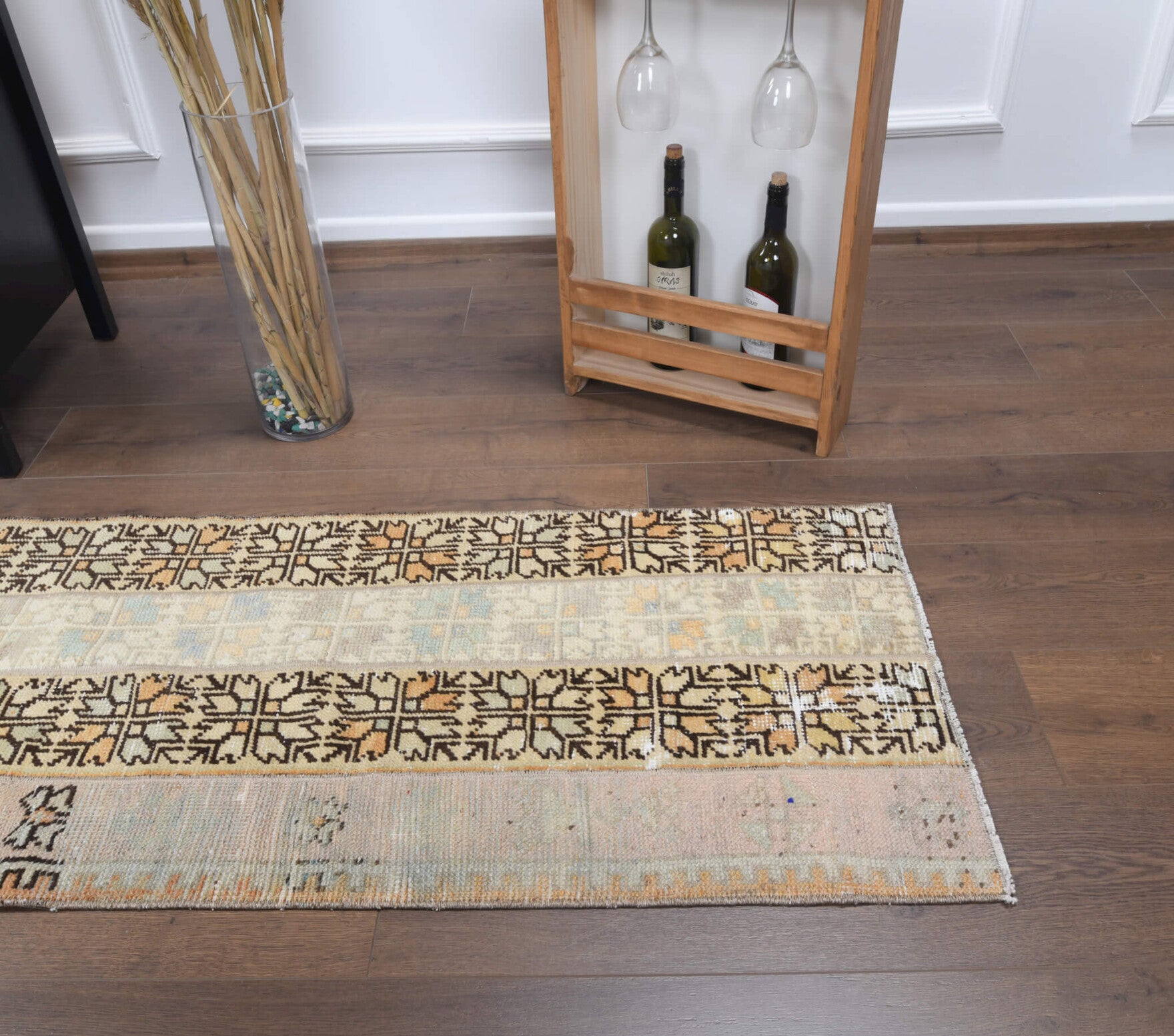 Authentic Anatolian vintage patchwork runner rug (1970s) with ikat design – one-of-a-kind at Fame Rugs