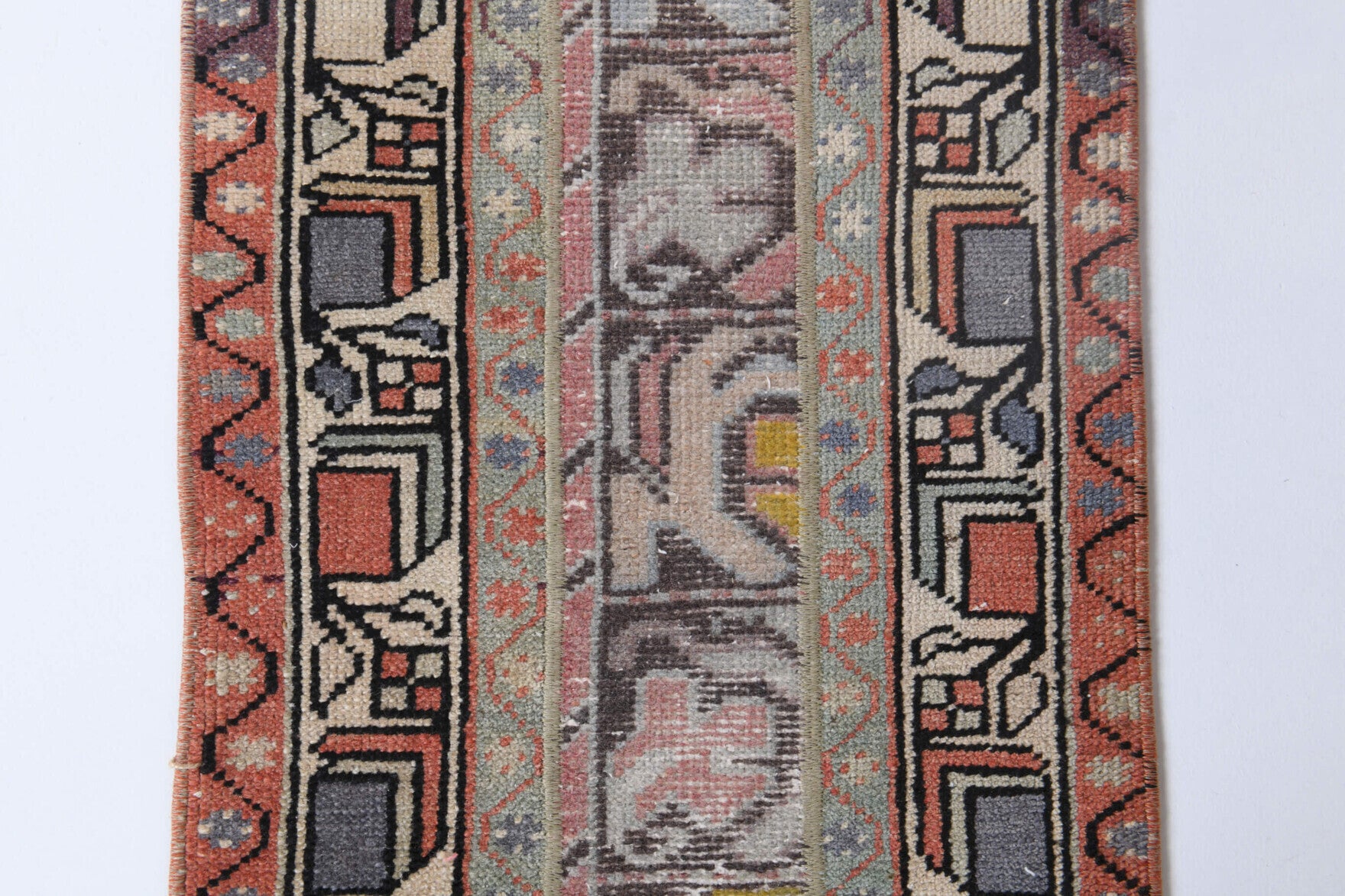 One-of-a-kind 1970s Anatolian vintage patchwork area rug in wool, 1'8" x 3'7"