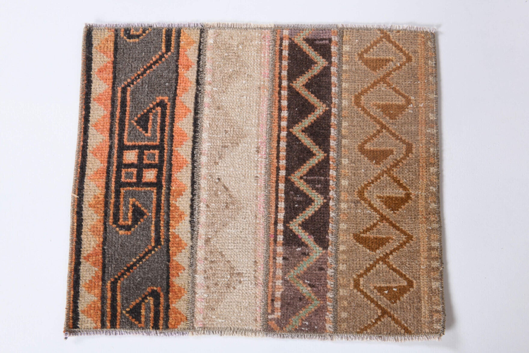 One-of-a-kind 1970s Anatolian vintage patchwork area rug in wool, 1'7" x 1'10"