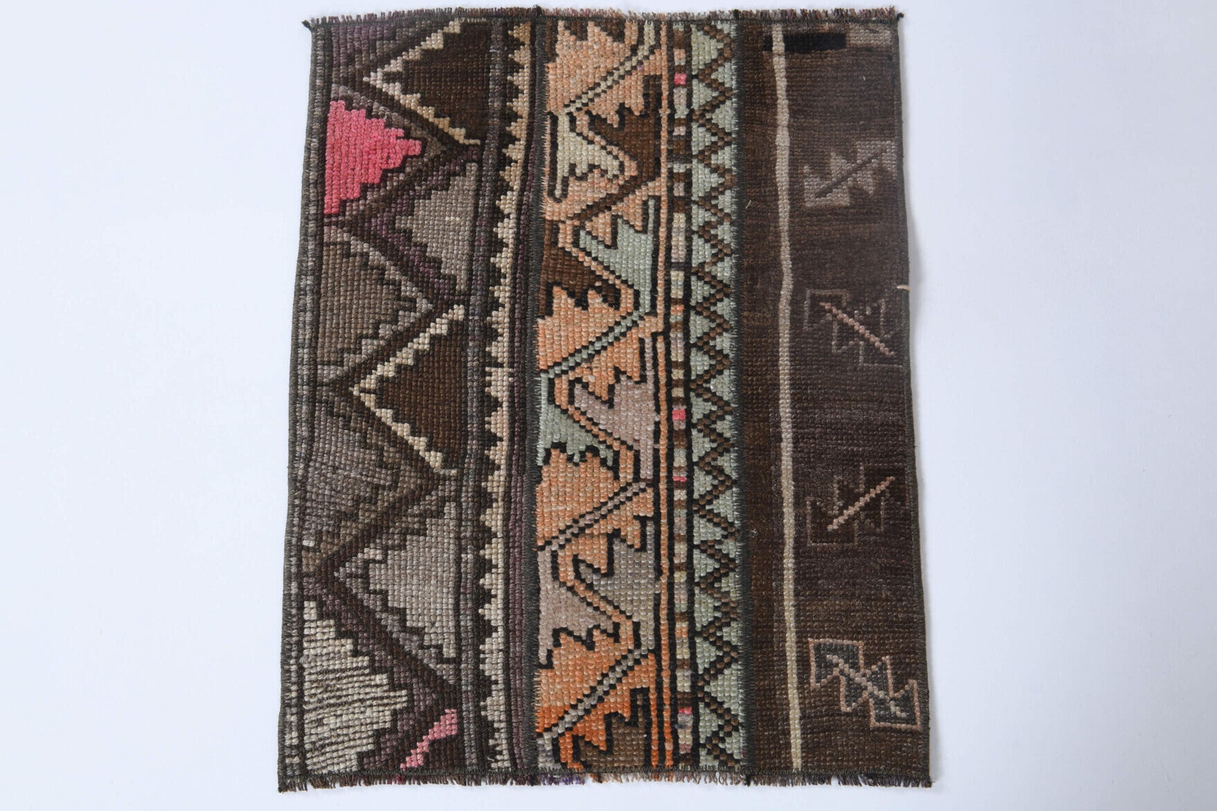 One-of-a-kind 1970s Anatolian vintage patchwork area rug in wool, 1'8" x 2'1"