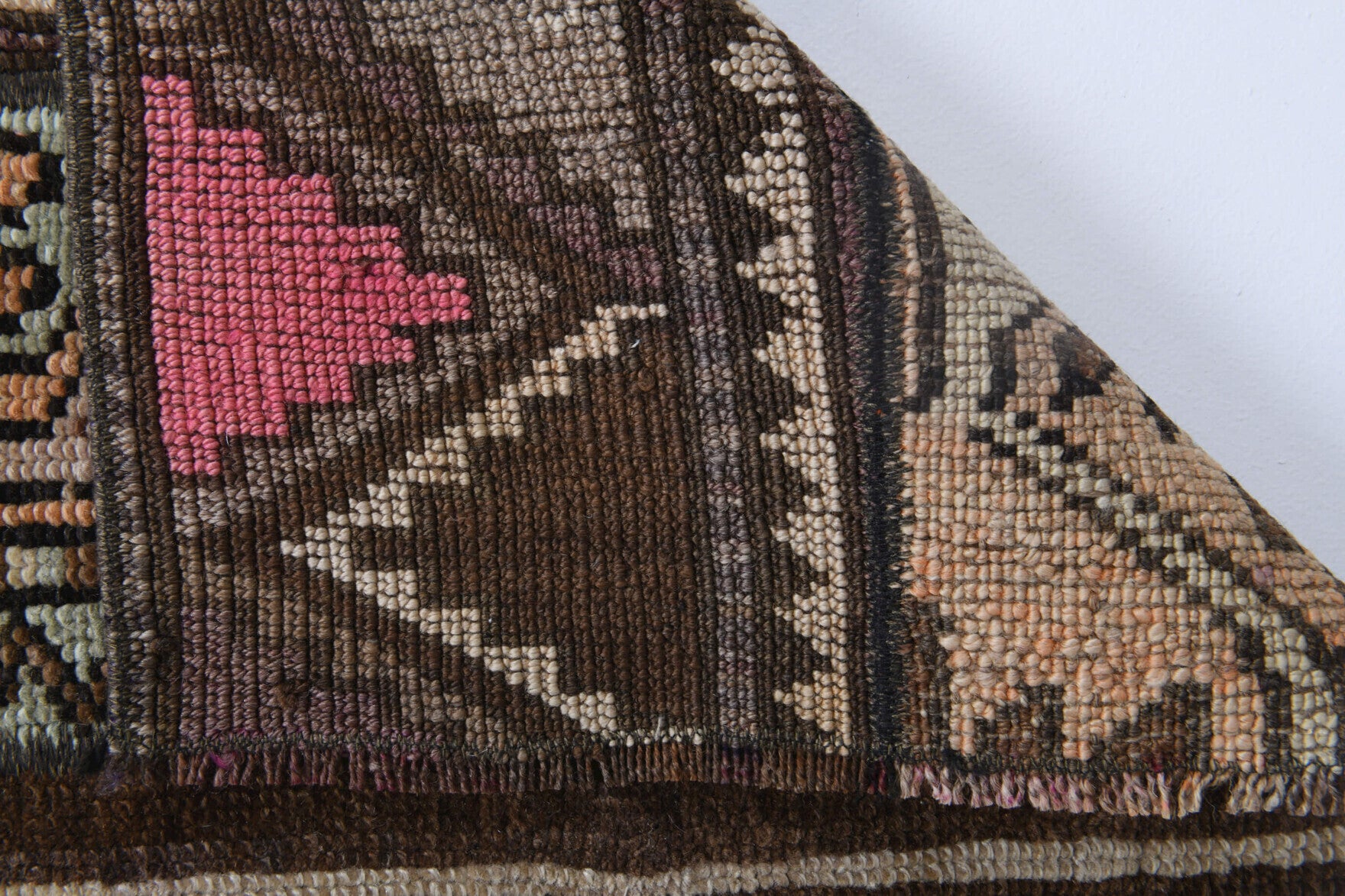 52x64 cm vintage patchwork Anatolian area rug – Pyrrolyra, low pile, wool