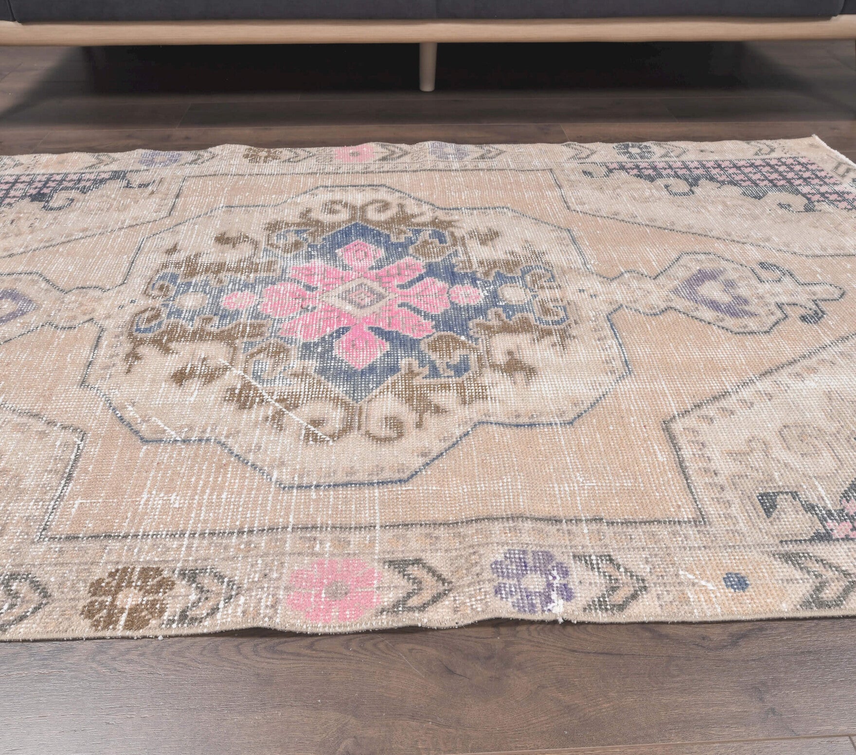 One-of-a-kind 1970s Anatolian vintage area rug in wool, 4'2" x 6'8"