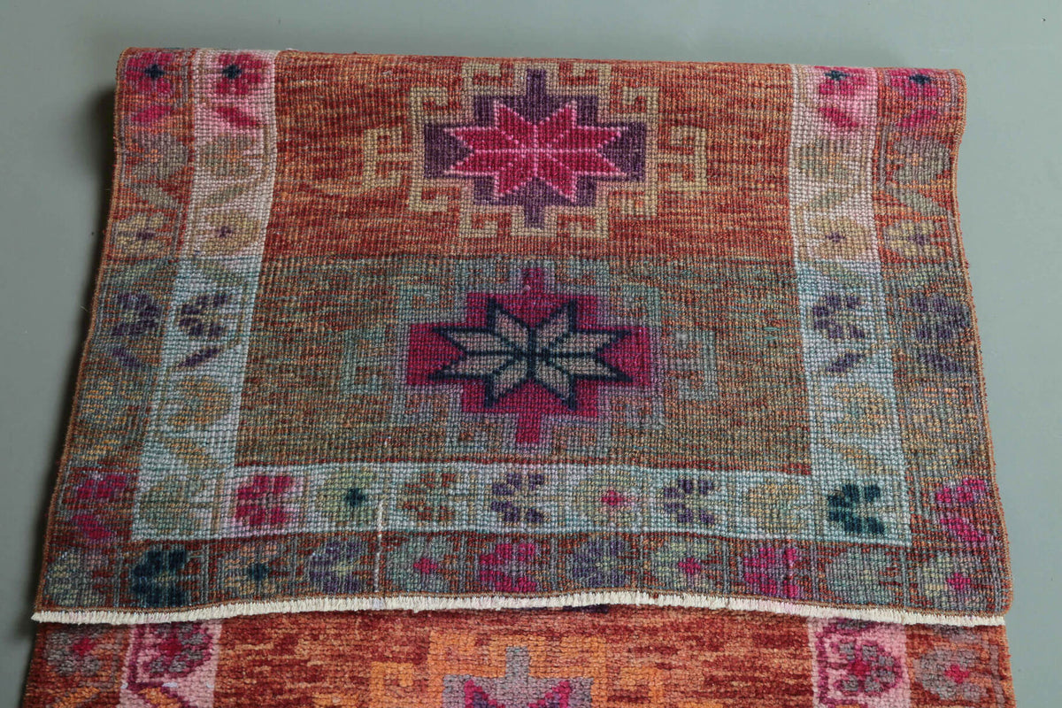 Authentic Anatolian vintage runner rug (1970s) with ikat design – one-of-a-kind at Fame Rugs