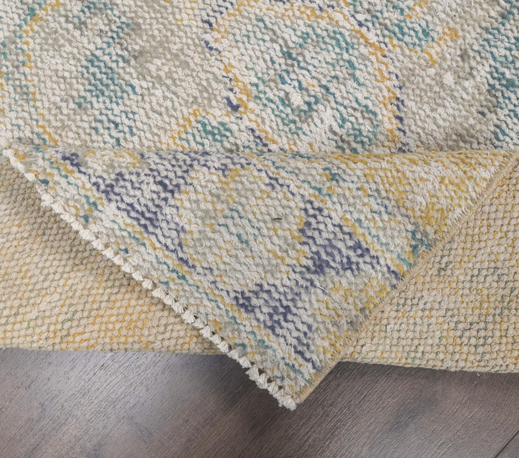 Faded Yellow Vintage Oushak Runner Rug