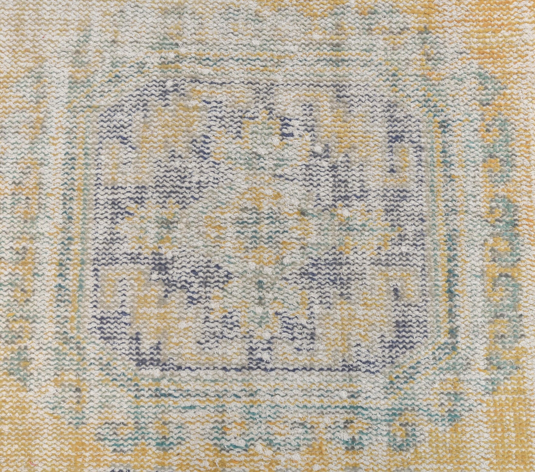 Faded Yellow Vintage Oushak Runner Rug
