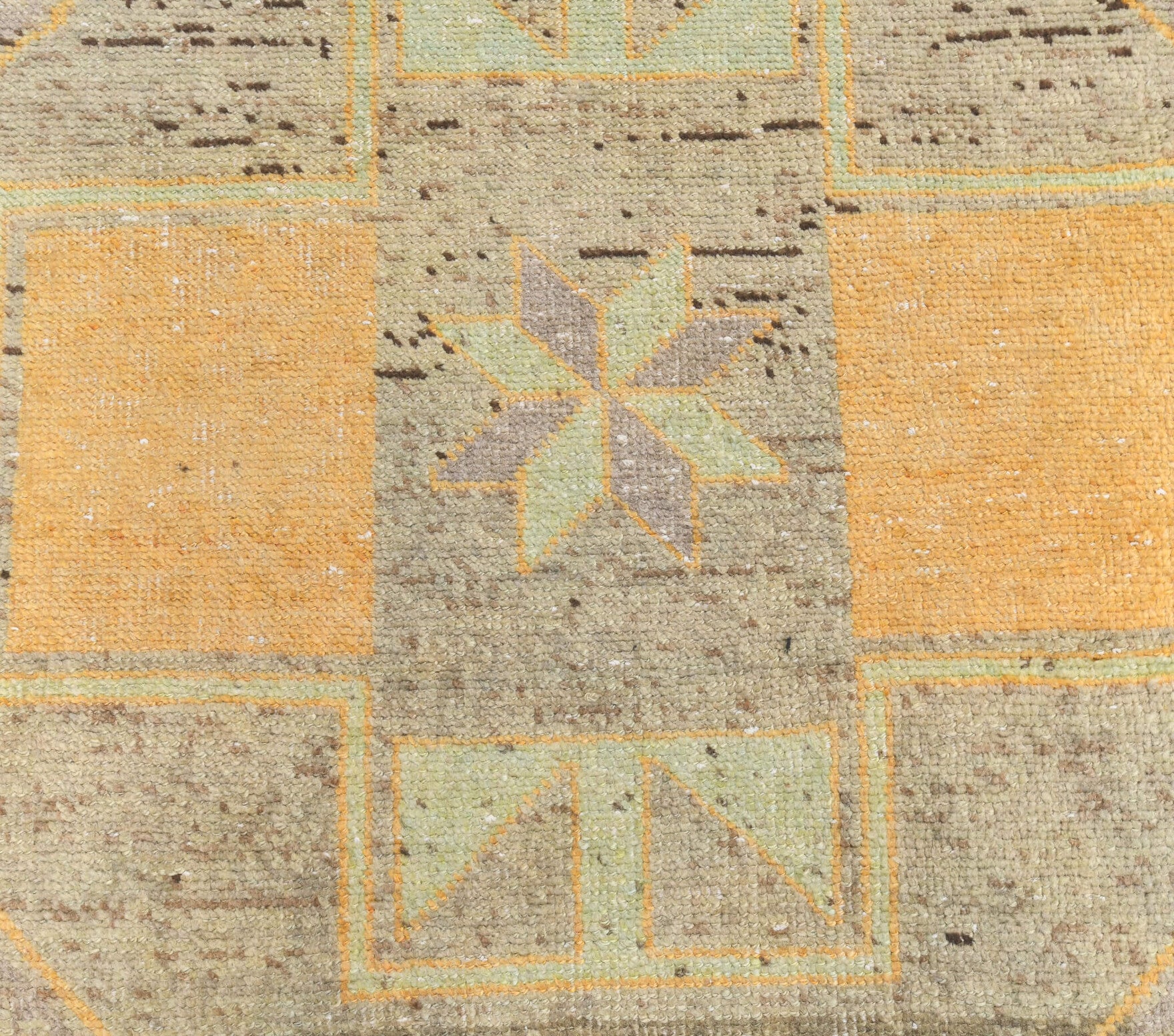 Vintage Faded Yellow Oushak Runner Rug