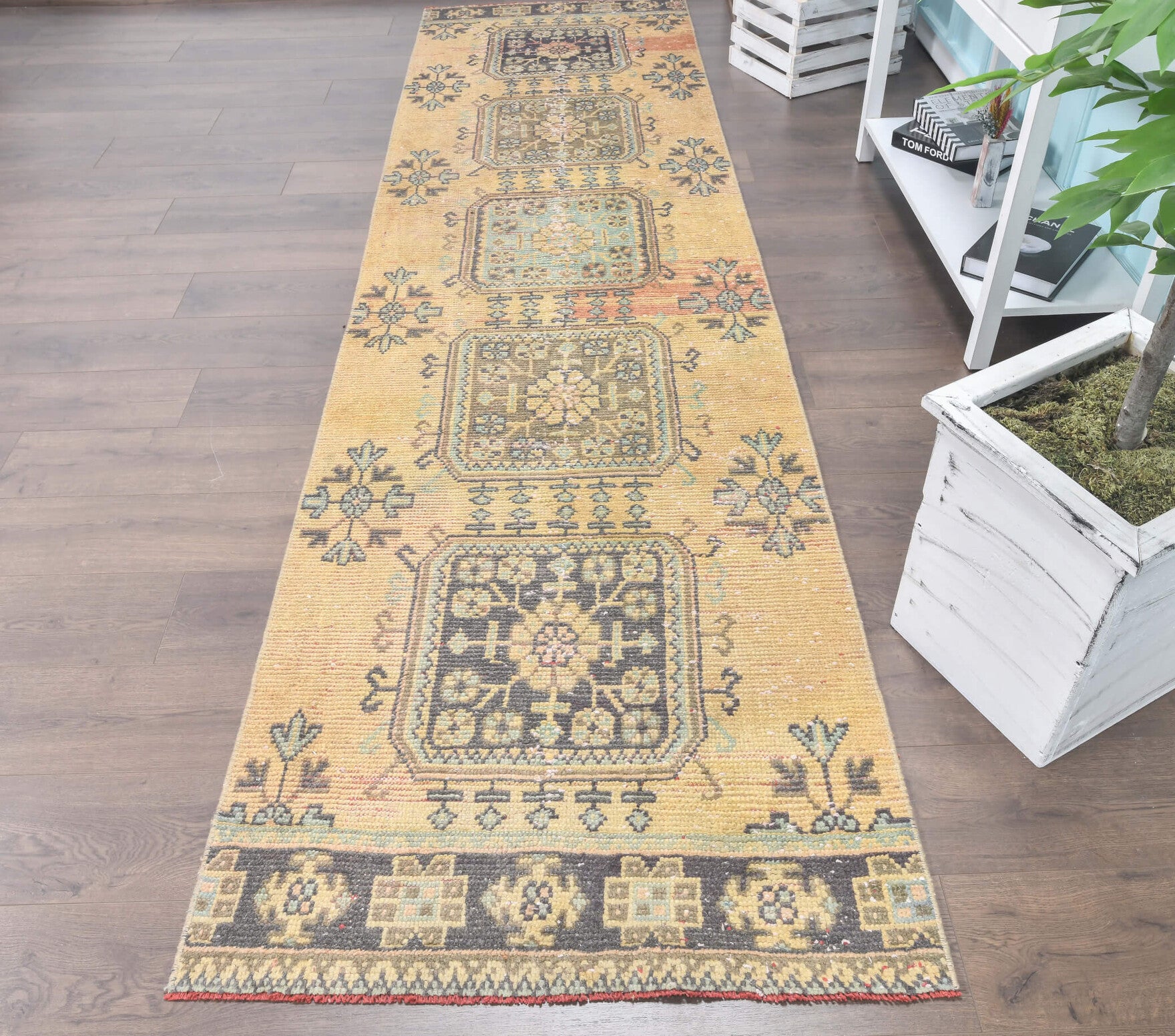 Vintage Runner Orange Oushak Rug