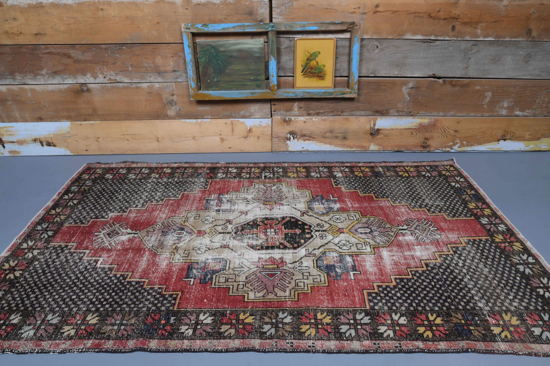 One-of-a-kind 1970s Anatolian vintage area rug in wool, 4'7" x 8'3"
