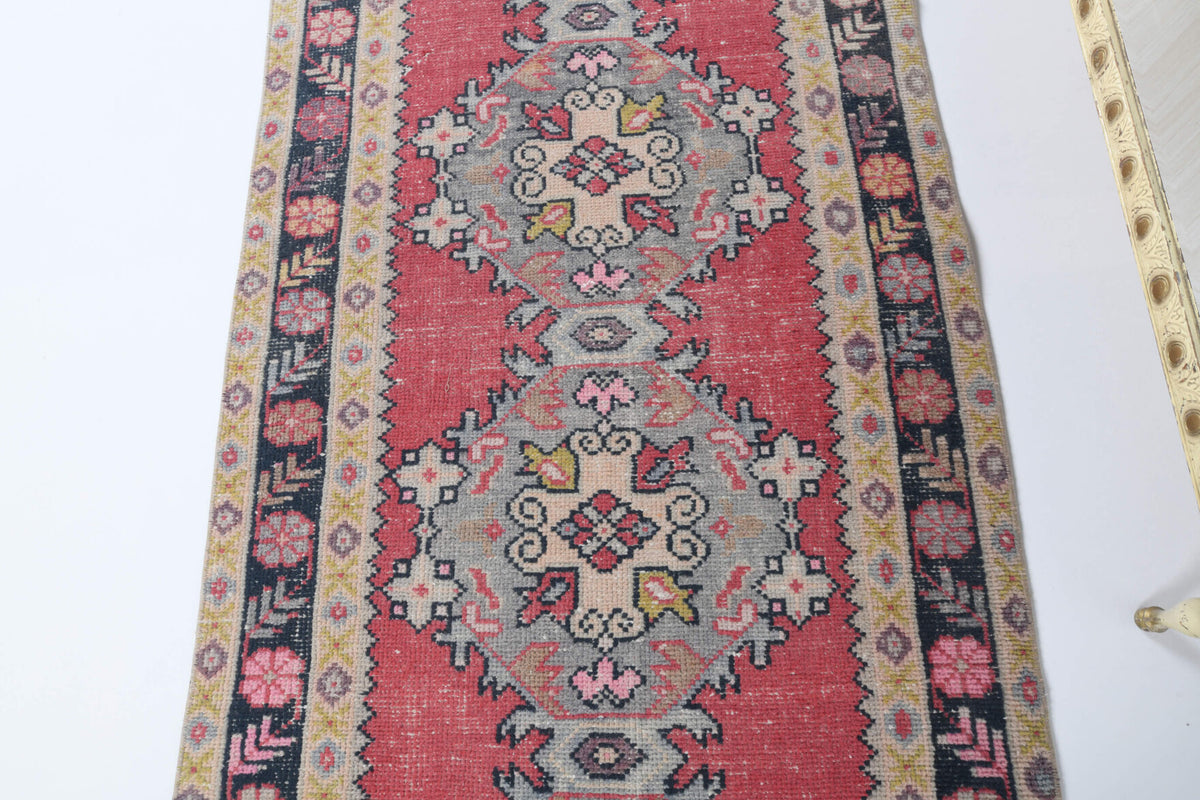 99x288 cm vintage Anatolian runner rug – Phaenolampe, low pile, wool