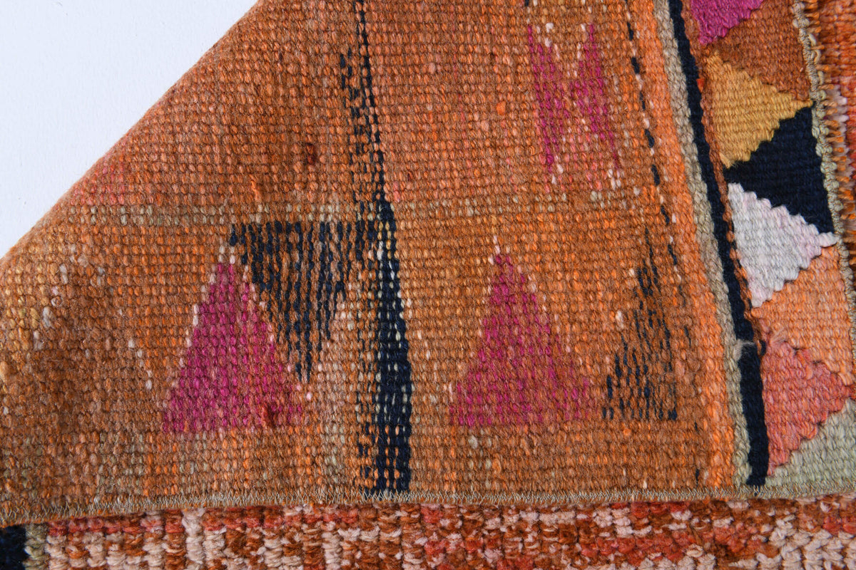 Authentic Anatolian vintage runner rug (1970s) with ikat design – one-of-a-kind at Fame Rugs