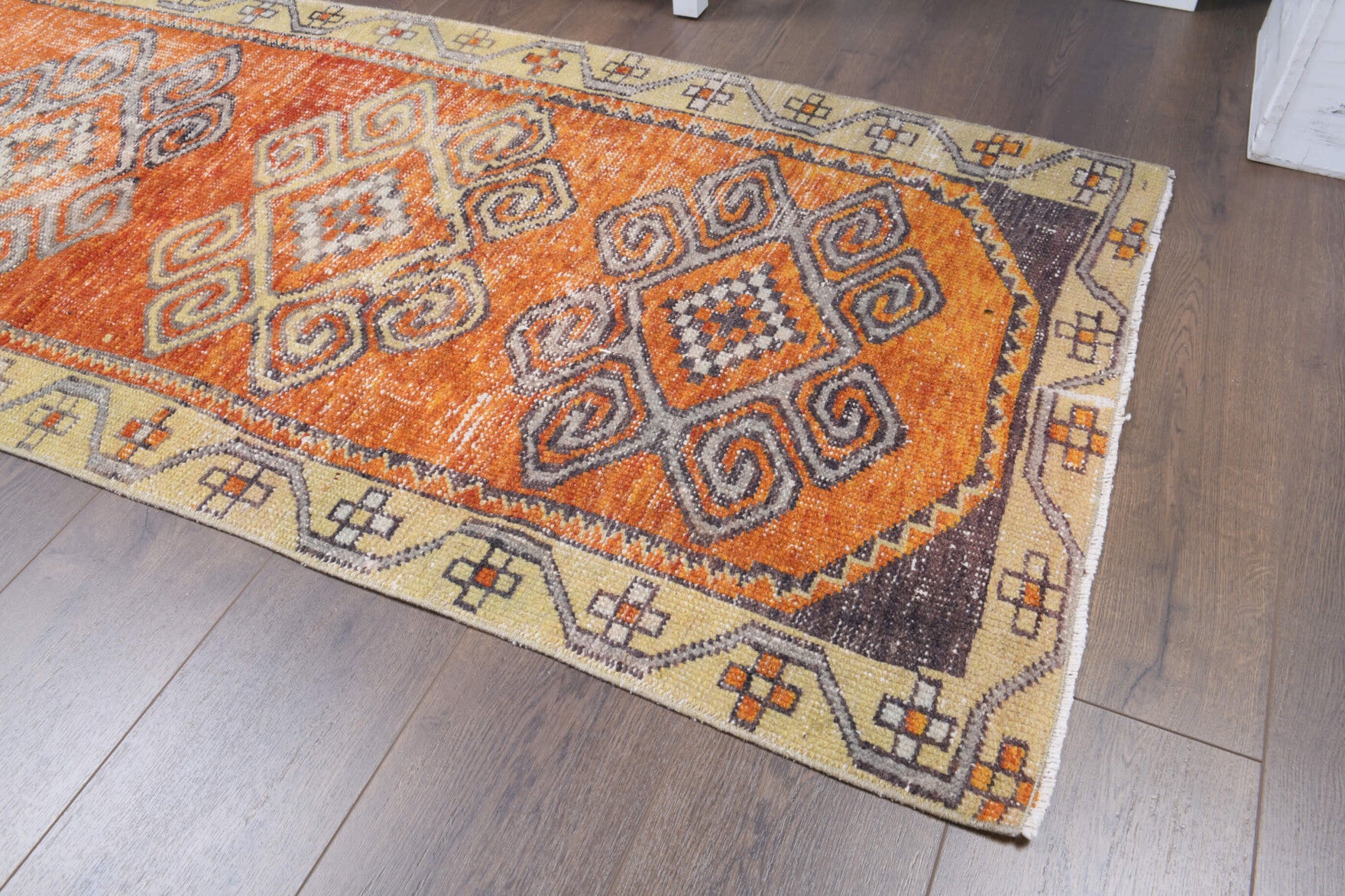 83x225 cm vintage Anatolian runner rug – Gulsever, low pile, wool