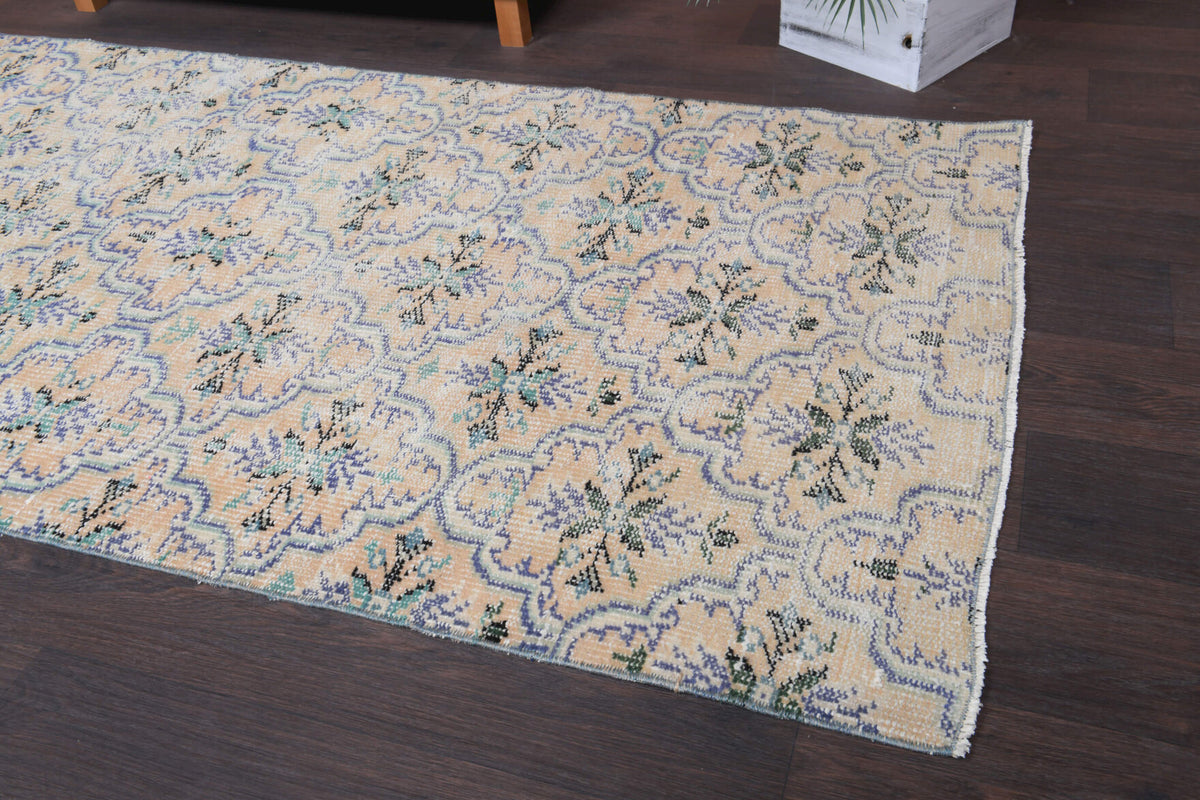 Firuzperi runner: 1970s handmade Anatolian runner with ikat motifs and cotton backing