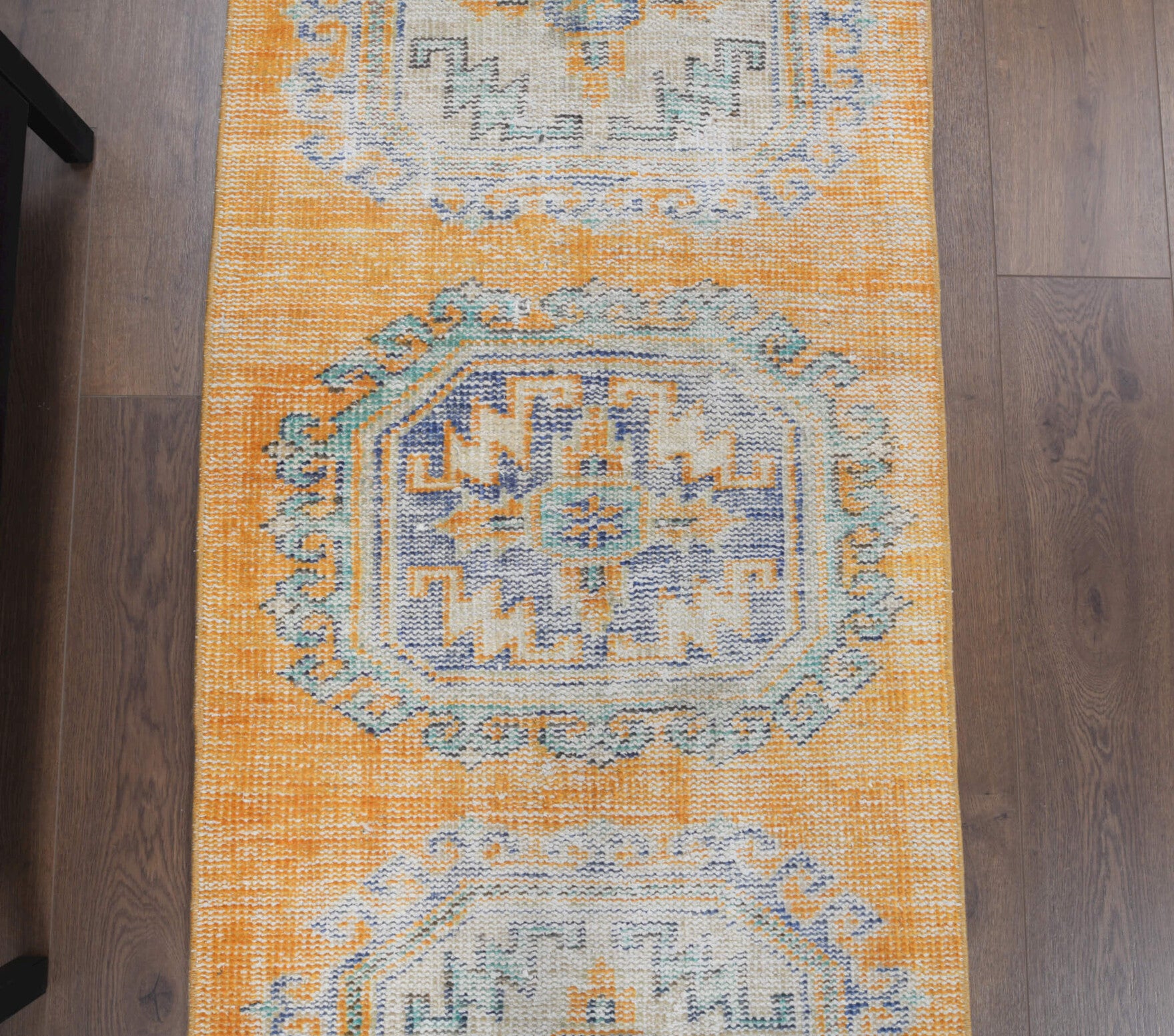 77x320 cm vintage Anatolian runner rug – Erva, low pile, wool