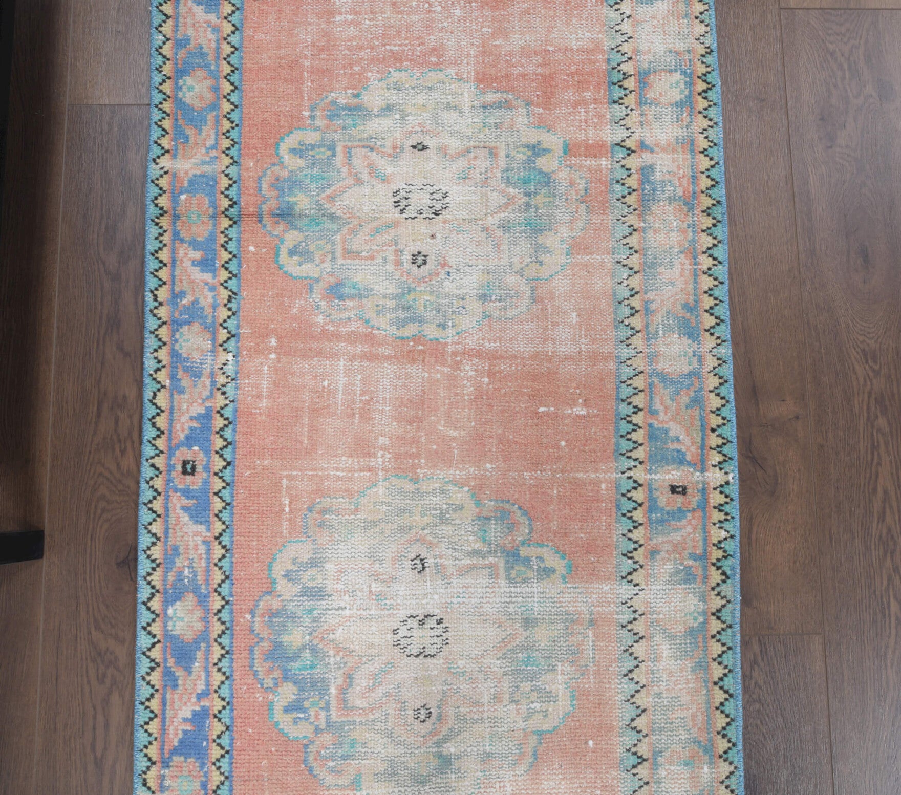 78x320 cm vintage Anatolian runner rug – Elpida, low pile, wool
