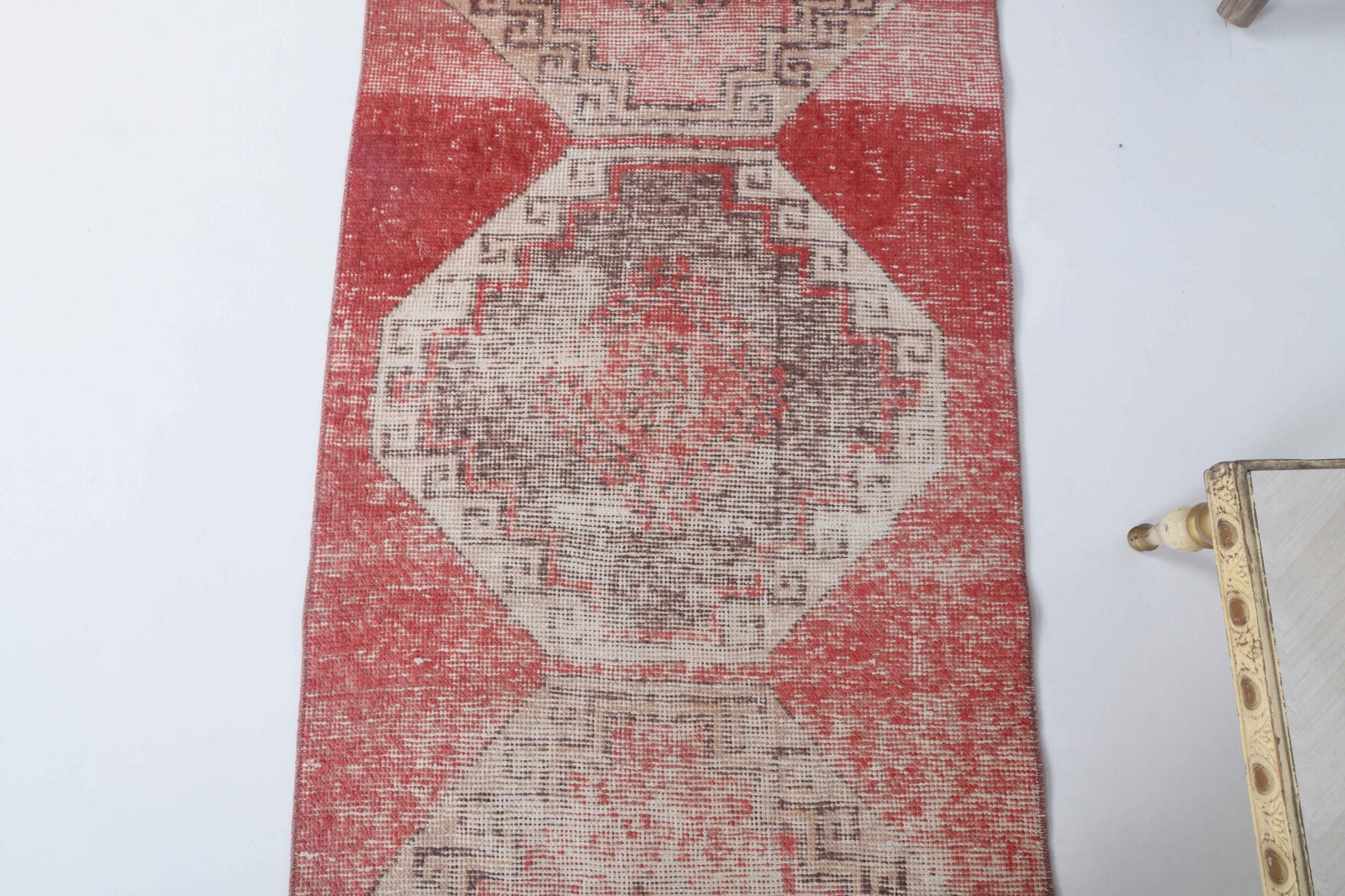 80x308 cm distressed vintage Anatolian runner rug – Eleuthephora, low pile, wool