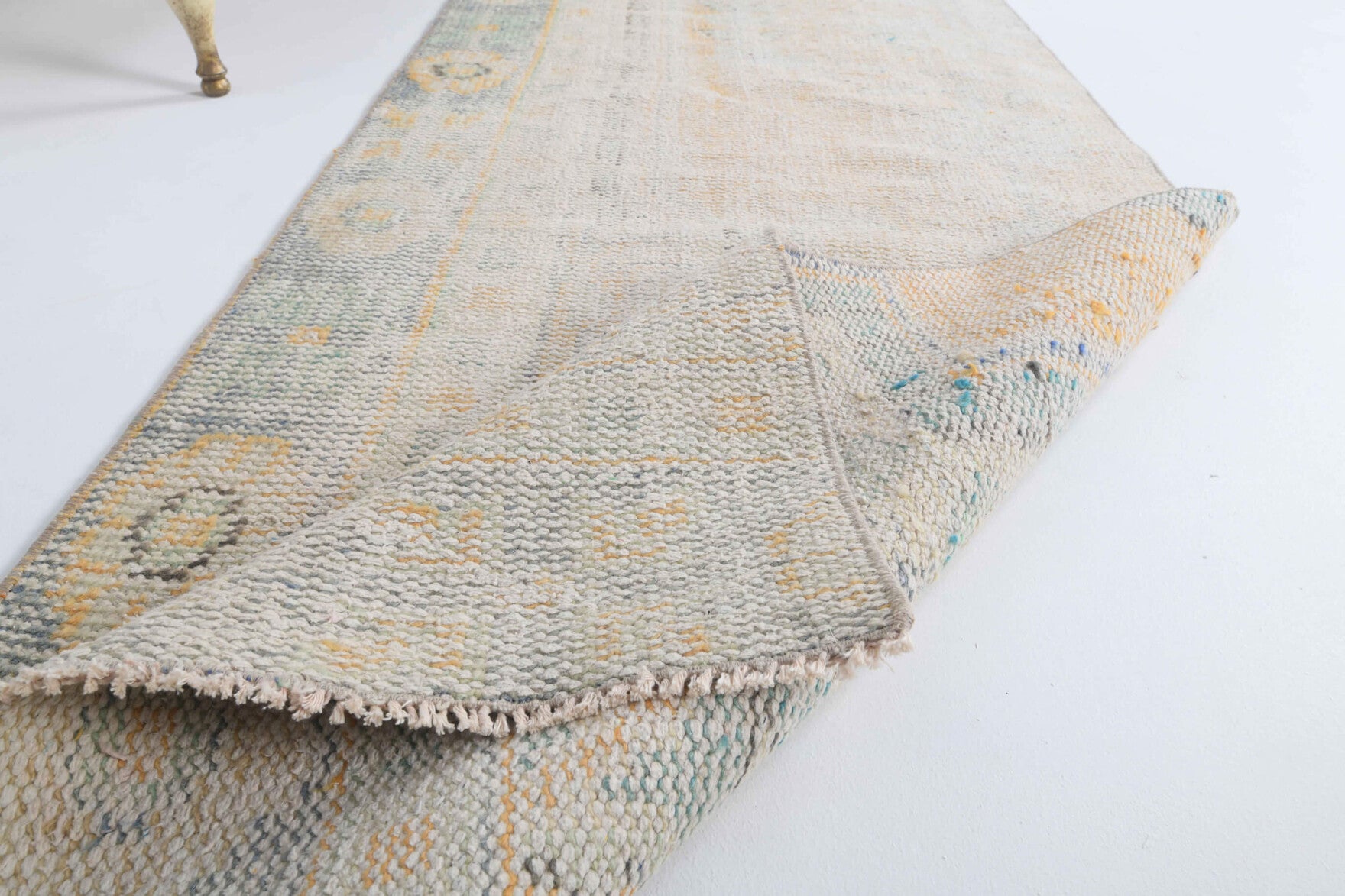 Handmade wool runner from Anatolia, Turkey – Vintage Turkish Oushak Runner Rug 2'7" x 10'7"