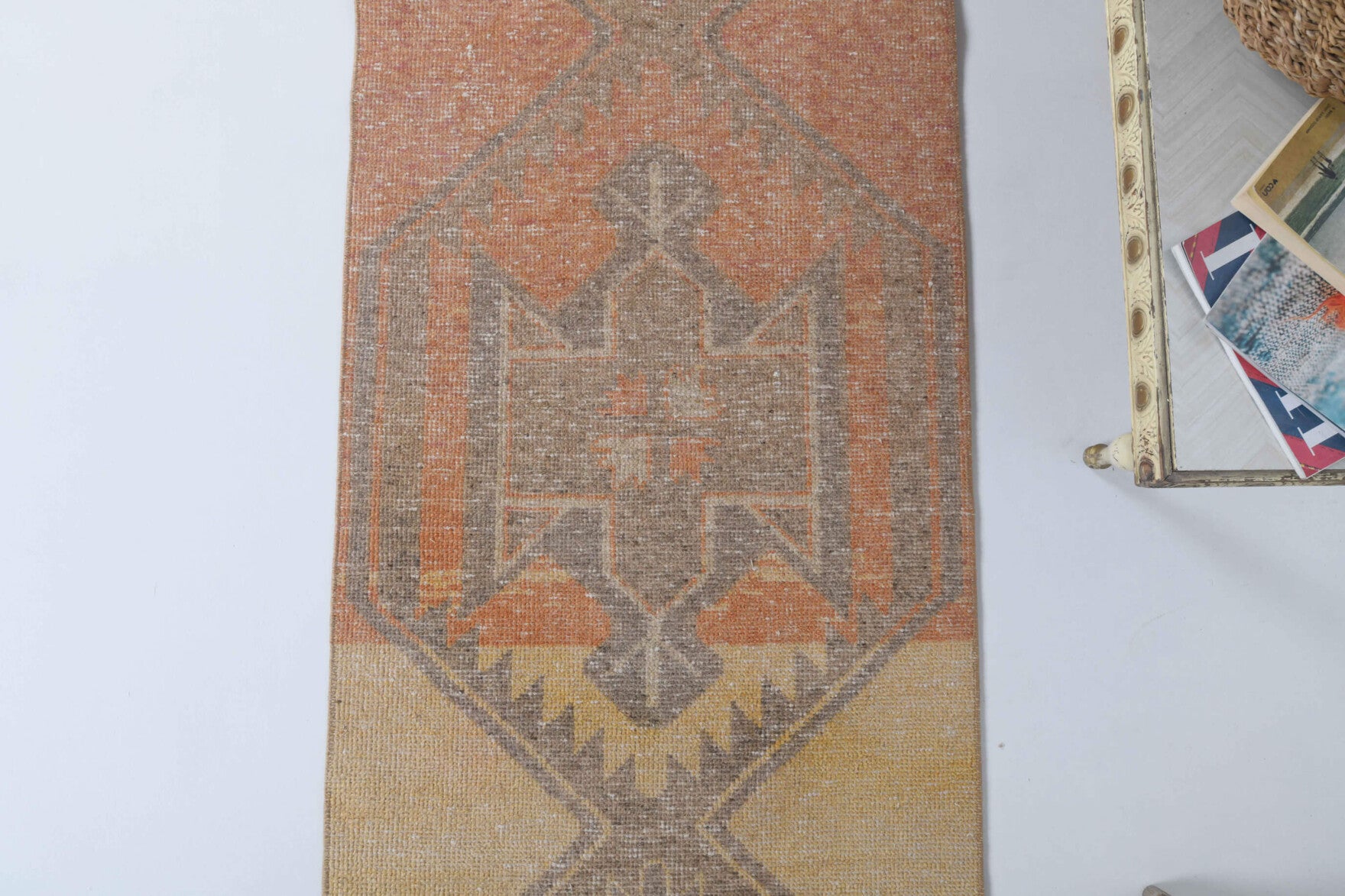 71x407 cm vintage Anatolian runner rug – Eceisik, low pile, wool