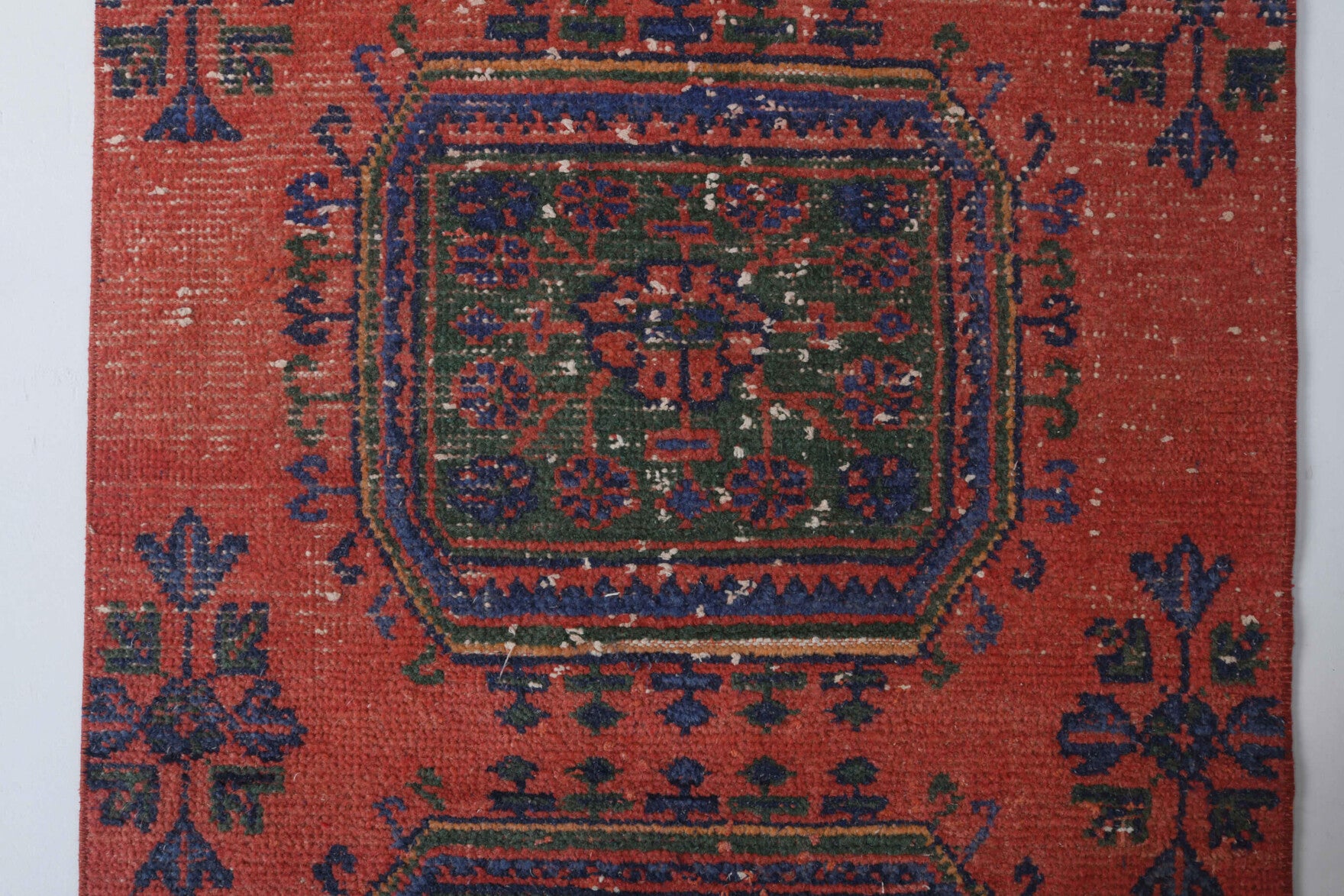 87x332 cm vintage Anatolian runner rug – Ebrubike, low pile, wool