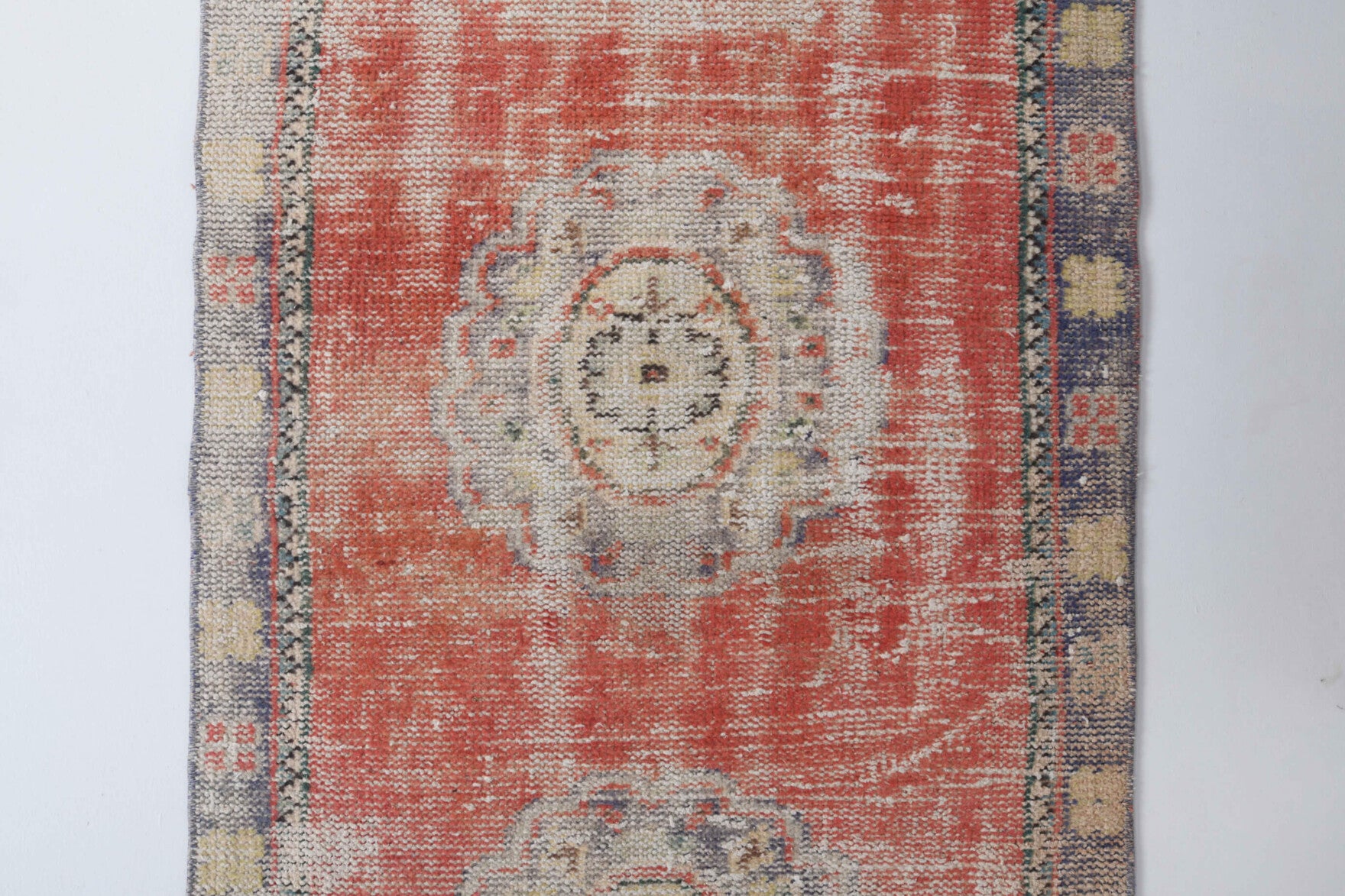 74x280 cm distressed vintage Anatolian runner rug – Durusema, low pile, wool