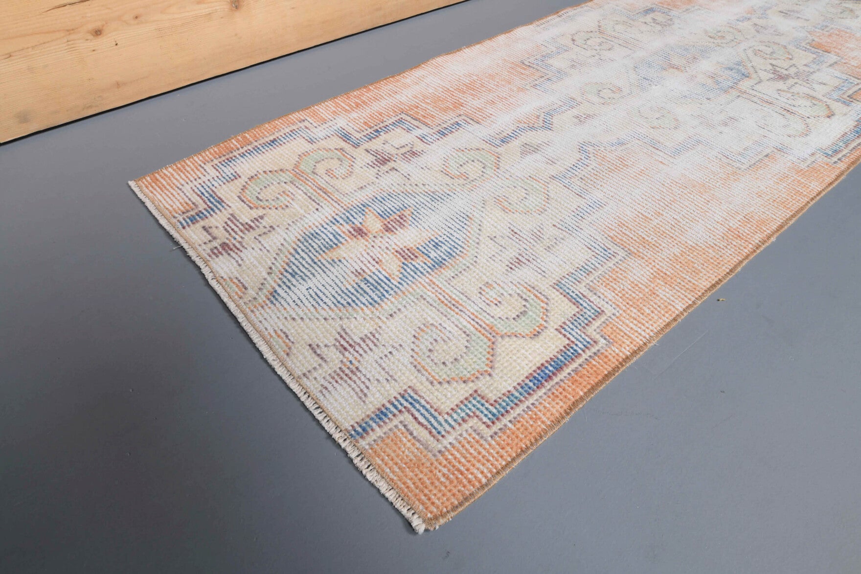 One-of-a-kind 1950s Anatolian distressed vintage runner rug in wool, 2' x 6'11"