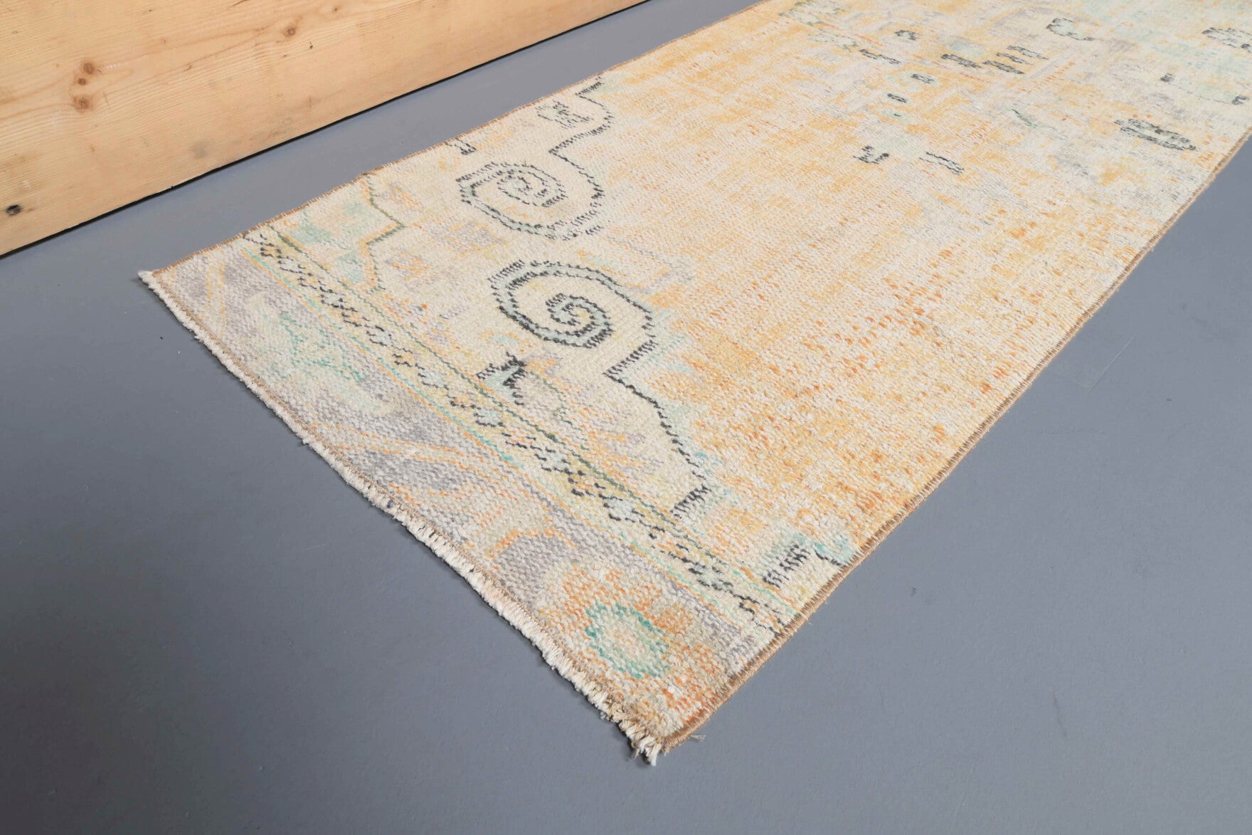 One-of-a-kind 1950s Anatolian distressed vintage runner rug in wool, 2'1" x 8'4"