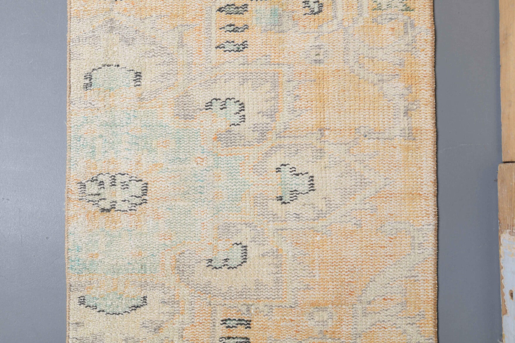 63x253 cm distressed vintage Anatolian runner rug – Denizdil, low pile, wool