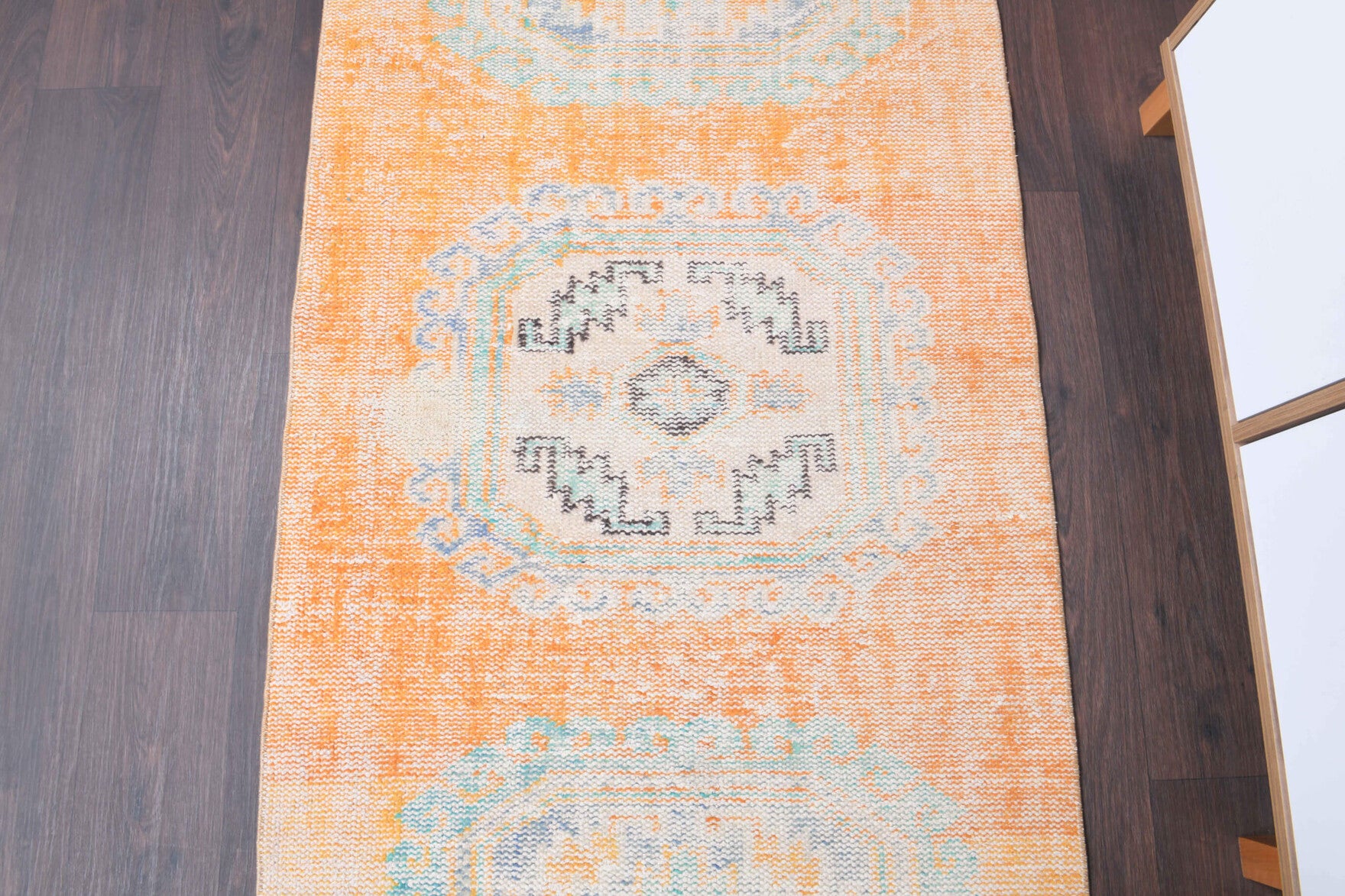 89x320 cm vintage Anatolian runner rug – Defnehayat, low pile, wool