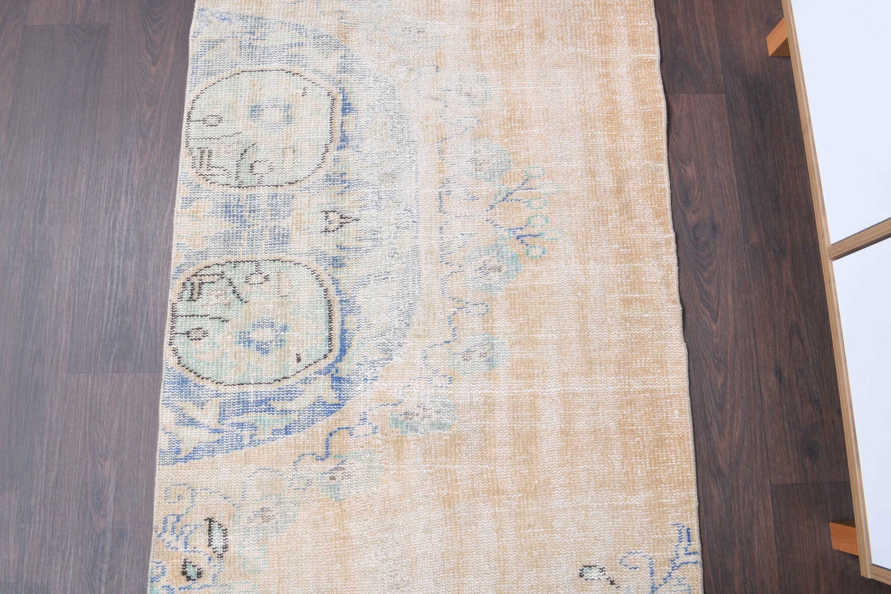 86x307 cm antique washed vintage Anatolian runner rug – Damlamelek, low pile, wool