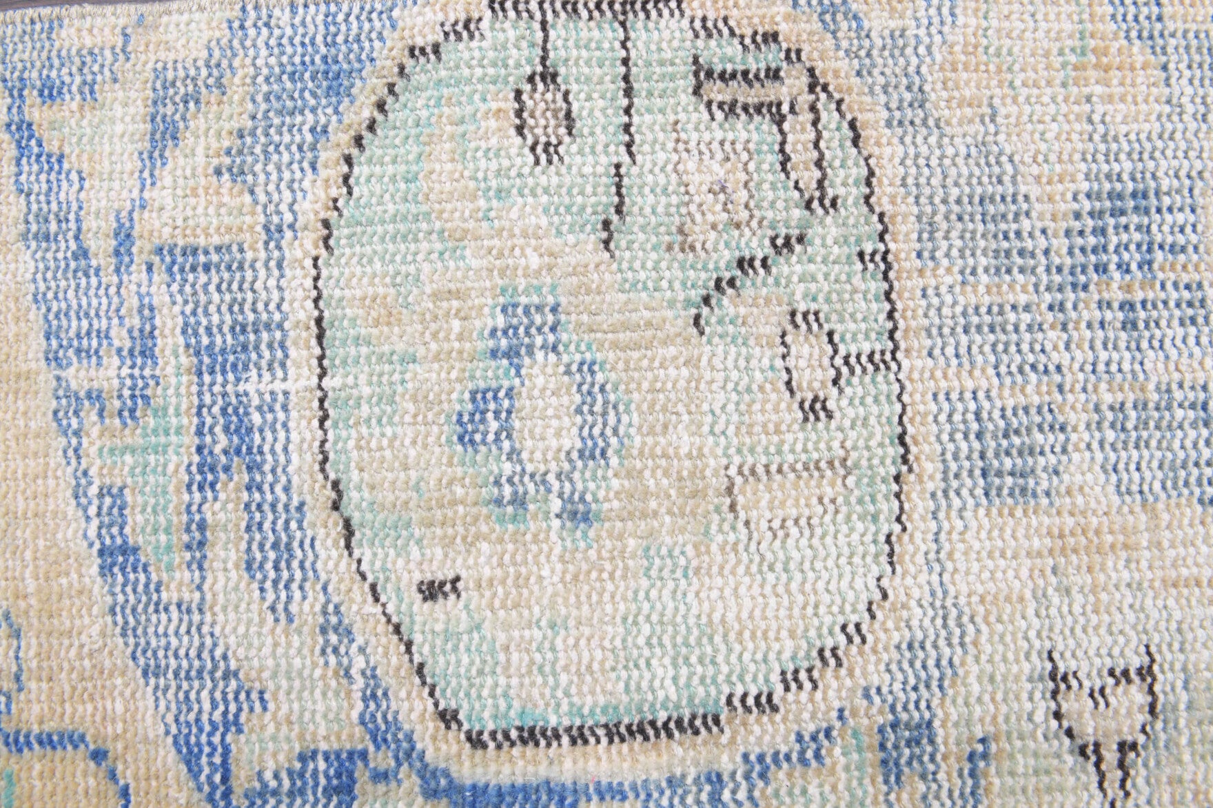 Authentic Anatolian antique washed vintage runner rug (1970s) with abstract design – one-of-a-kind at Fame Rugs