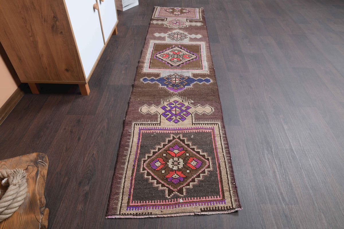 One-of-a-kind 1970s Anatolian vintage runner rug in wool, 1'10" x 7'9"